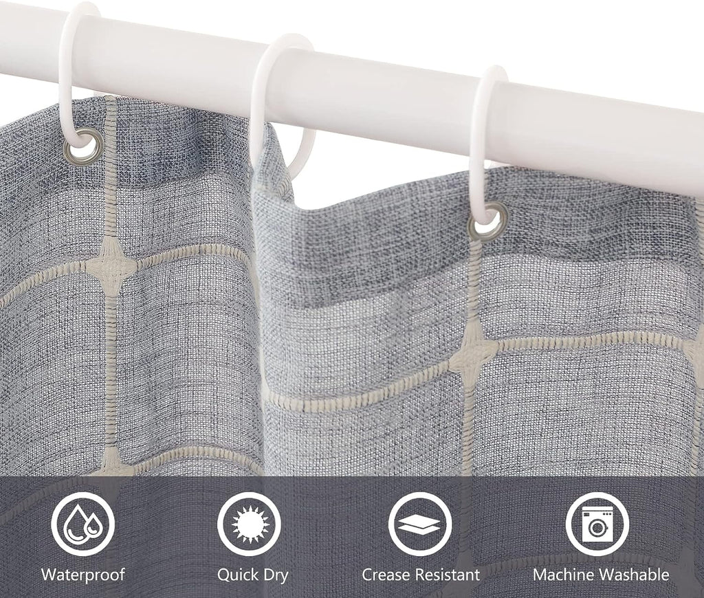 Shower Curtain, Linen Rustic Shower Curtain with Tassel, Water Repellent Modern Bohemian Bathroom Shower Curtains Set... - Image 5