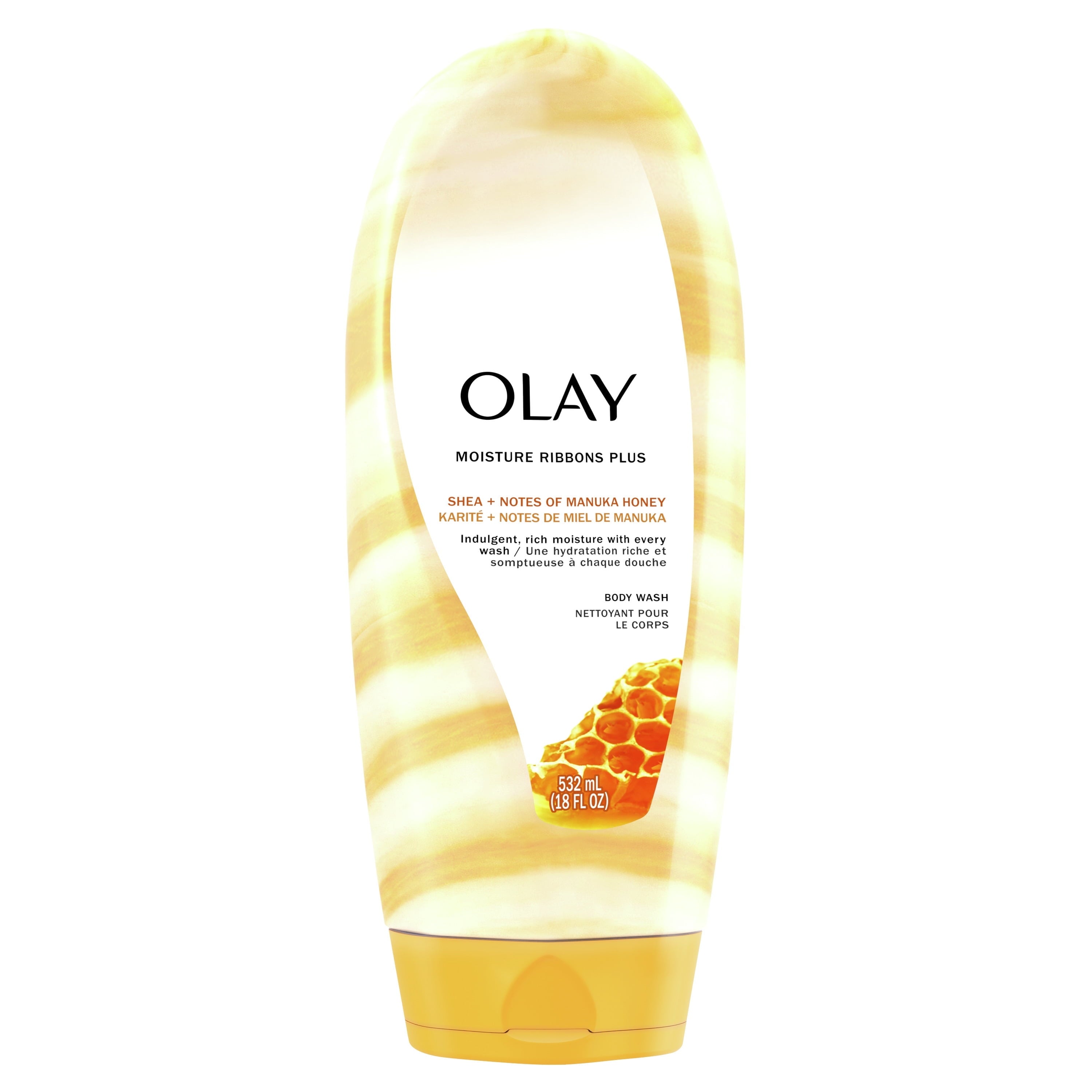 Olay Moisture Ribbons Plus Shea and Manuka Honey Body Wash, for All Skin Types, 18 fl oz - Image 2