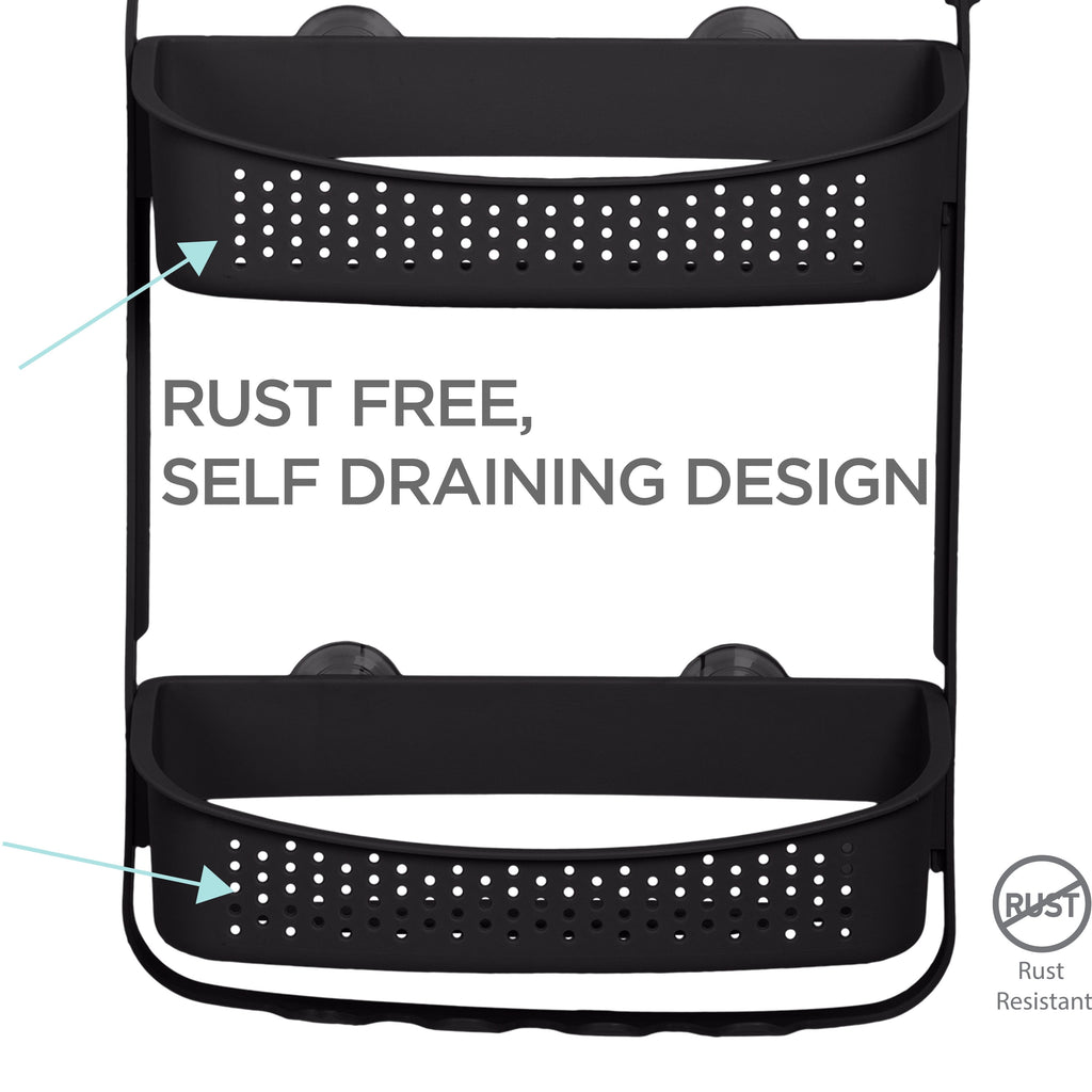 Bath Bliss 2 Way Convertible Shower Caddy, Matte Black - Image 2