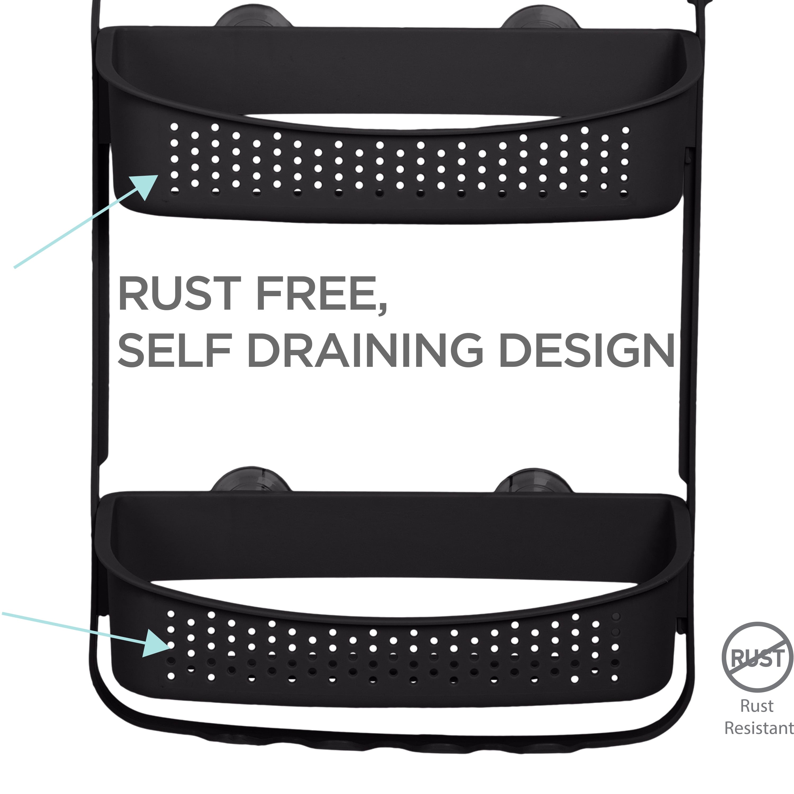 Bath Bliss 2 Way Convertible Shower Caddy, Matte Black - Image 2