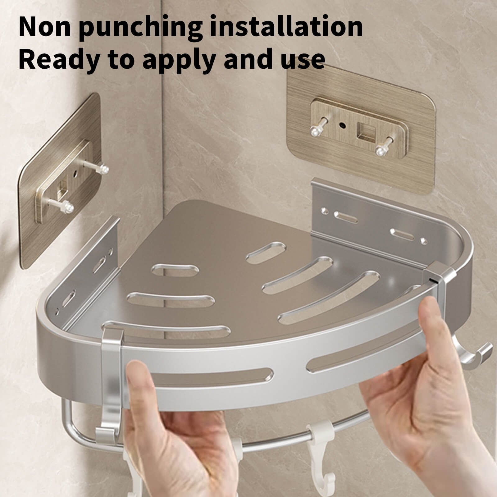 1 Bathroom Shampoo Holder Shower Caddy Shelves Storage No Drill Shelf Corner Towel Shelves For Kitchen Bathroom Bedro... - Image 4