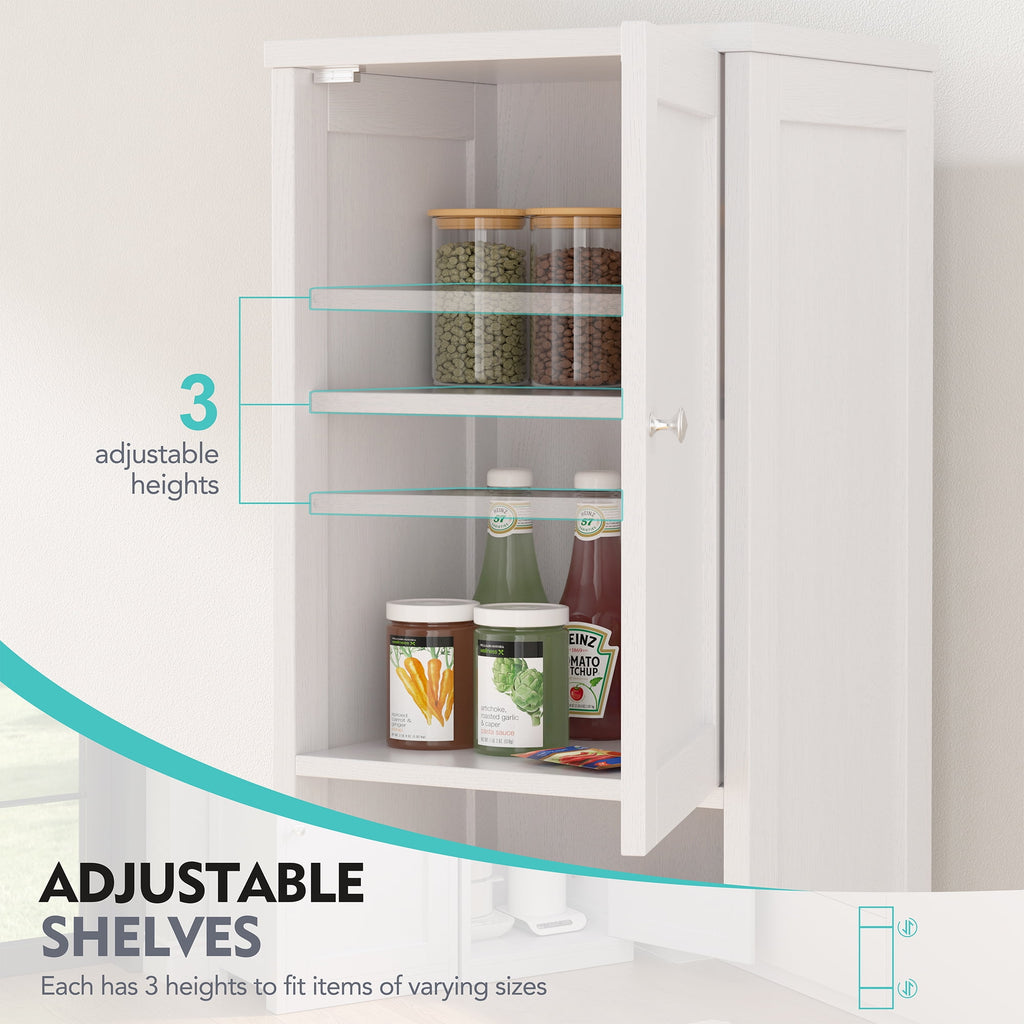 Walsunny Bathroom Storage Cabinet 64" Tall Narrow Wooden Bath Cabinet with Doors Shelves Drawer White - Image 4