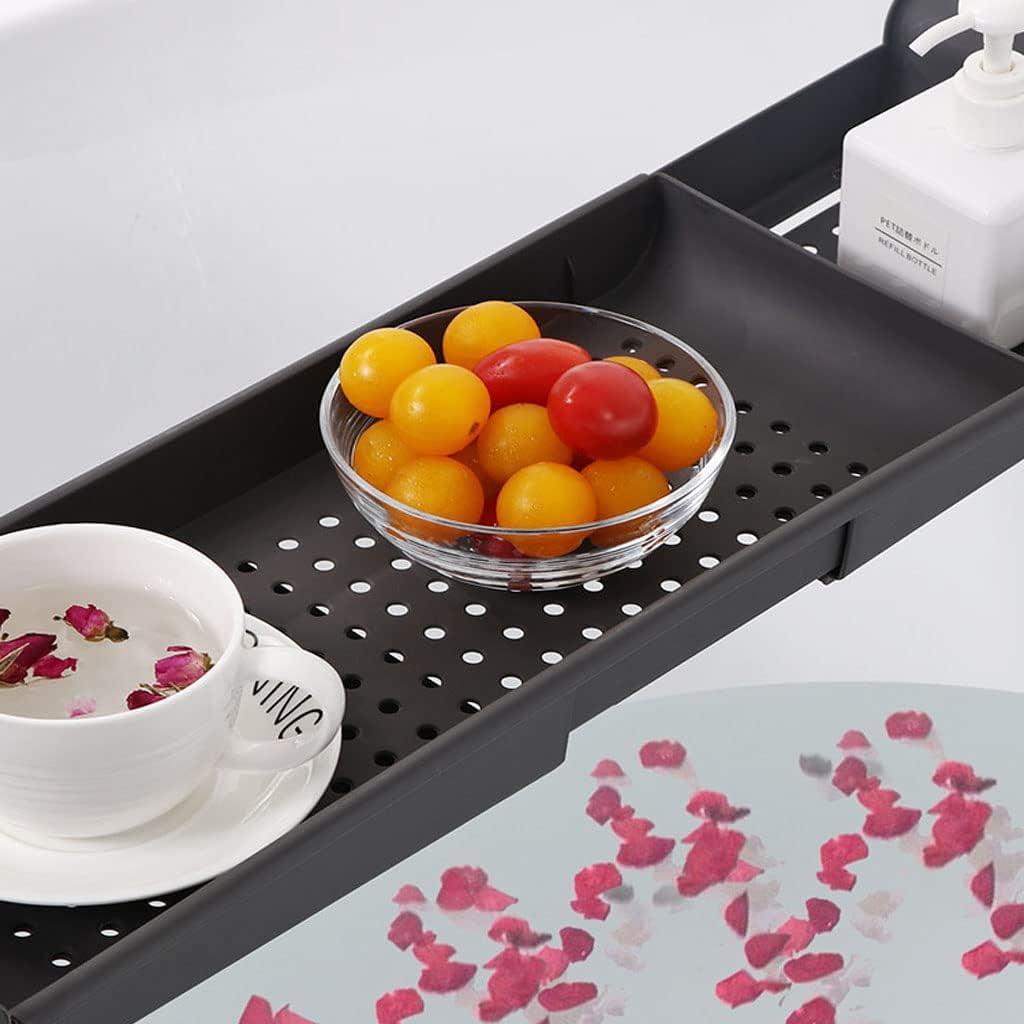 Bath Shelf Caddy Tray Multifunctional Bathtub Organizer, Black - Image 3