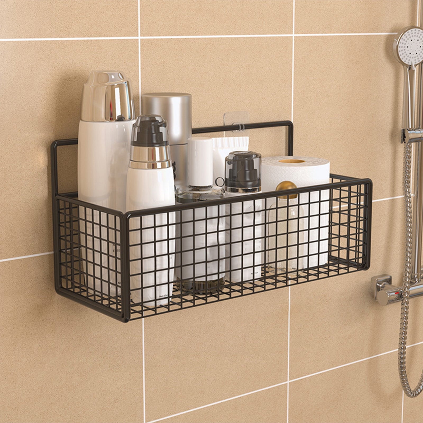 Daiosportswear Rustproof Stainless Steel Adhesive Mount Bathroom Shower Caddy, Black - Image 4