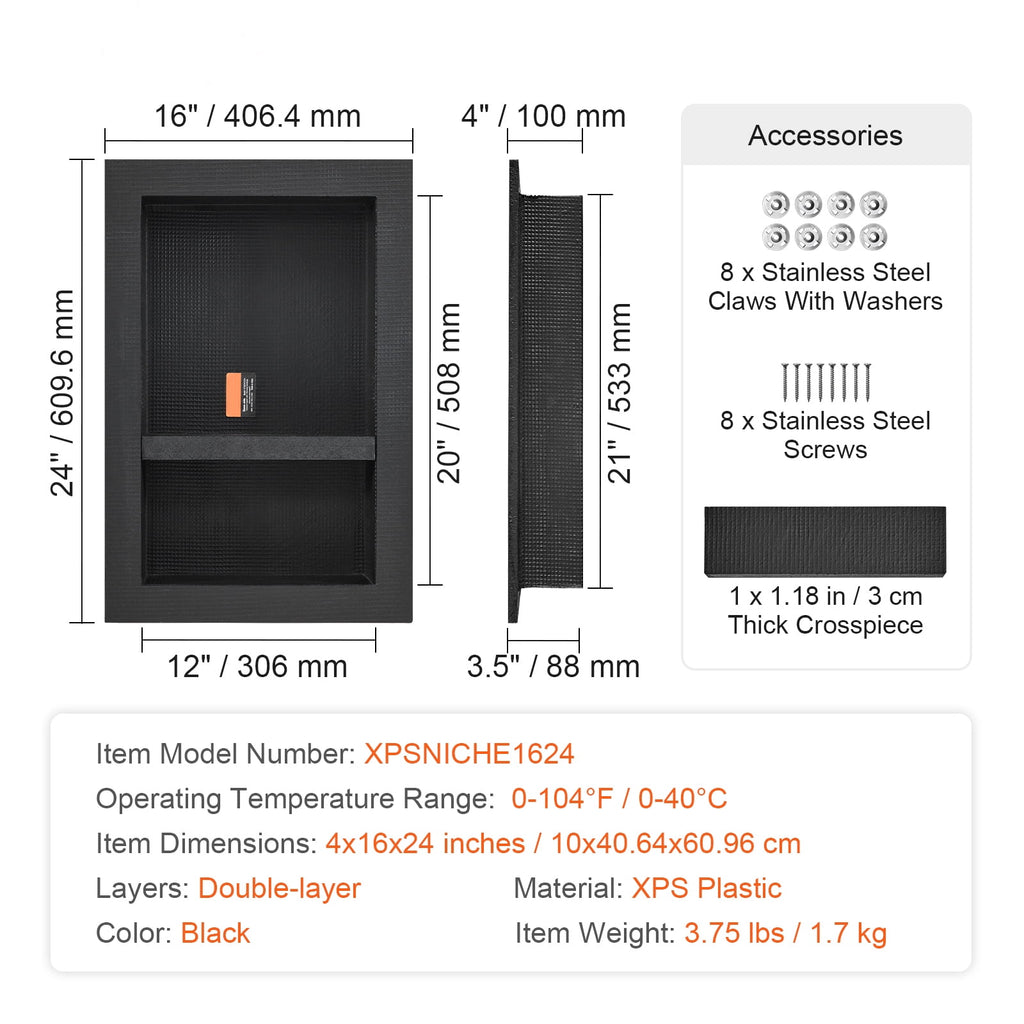 16x24x4" Double Shelf Wall-inserted for Bathroom - Image 5