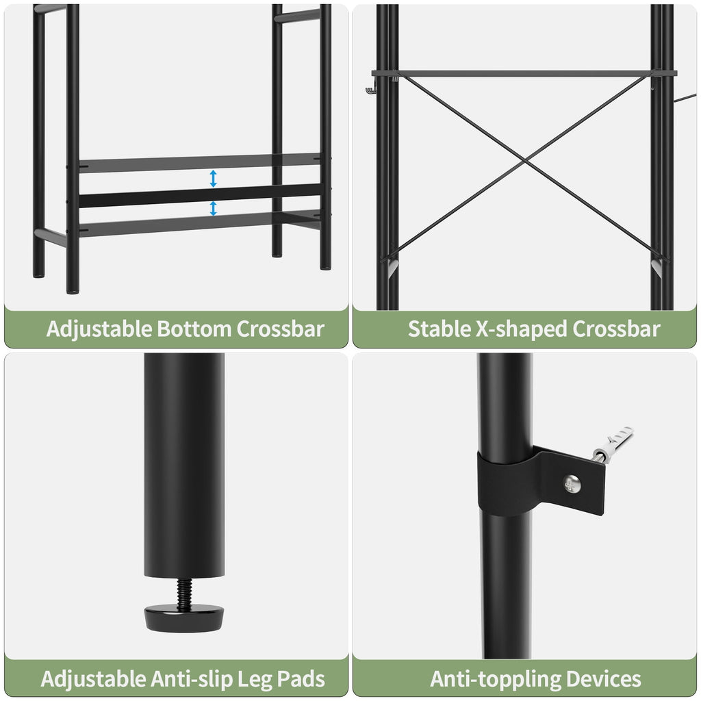 3-Shelf the Toilet Storage, Freestanding Wooden Bathroom Organizers and Storage Shelf, Metal Frame, Space Saver, Black - Image 6