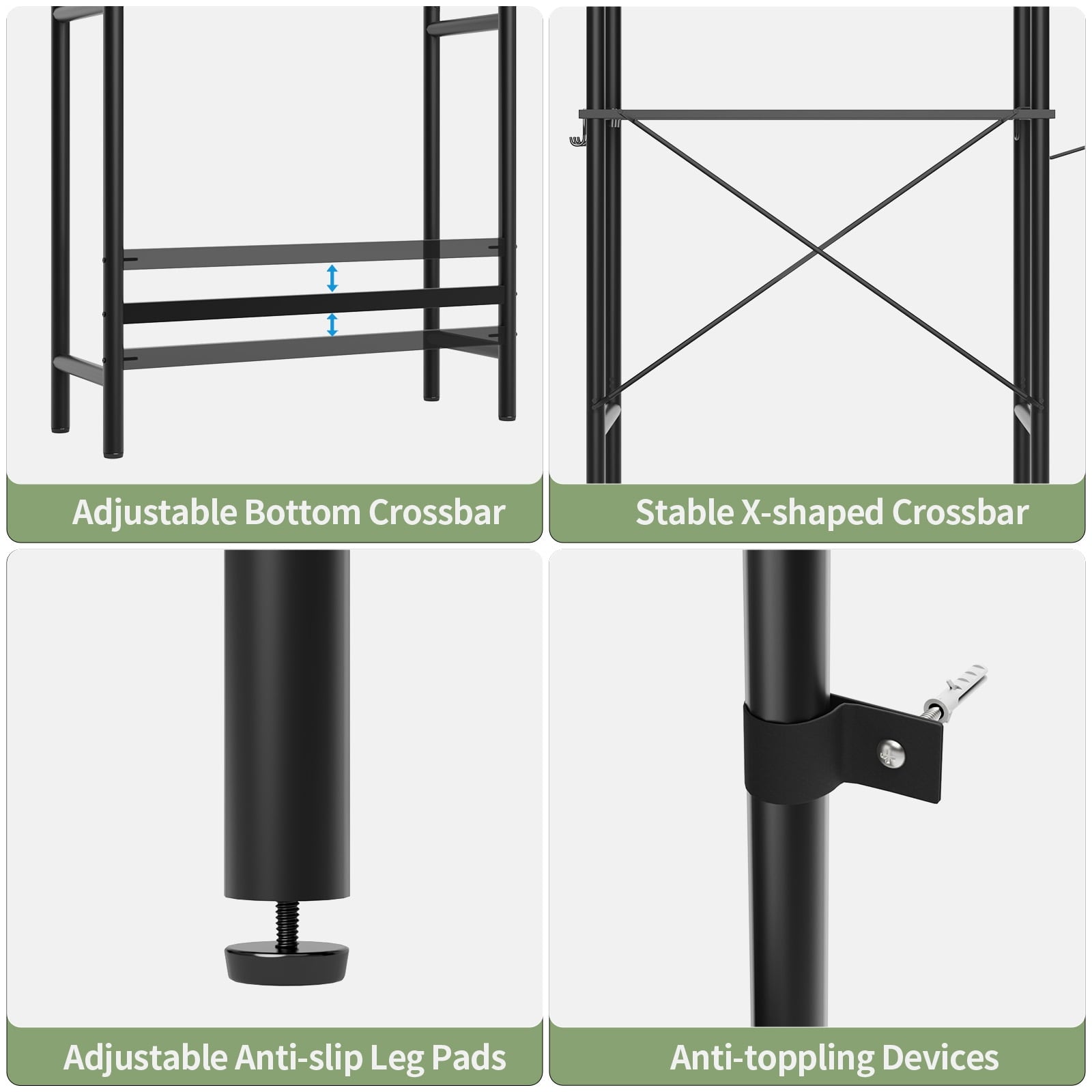 3-Shelf the Toilet Storage, Freestanding Wooden Bathroom Organizers and Storage Shelf, Metal Frame, Space Saver, Black - Image 6