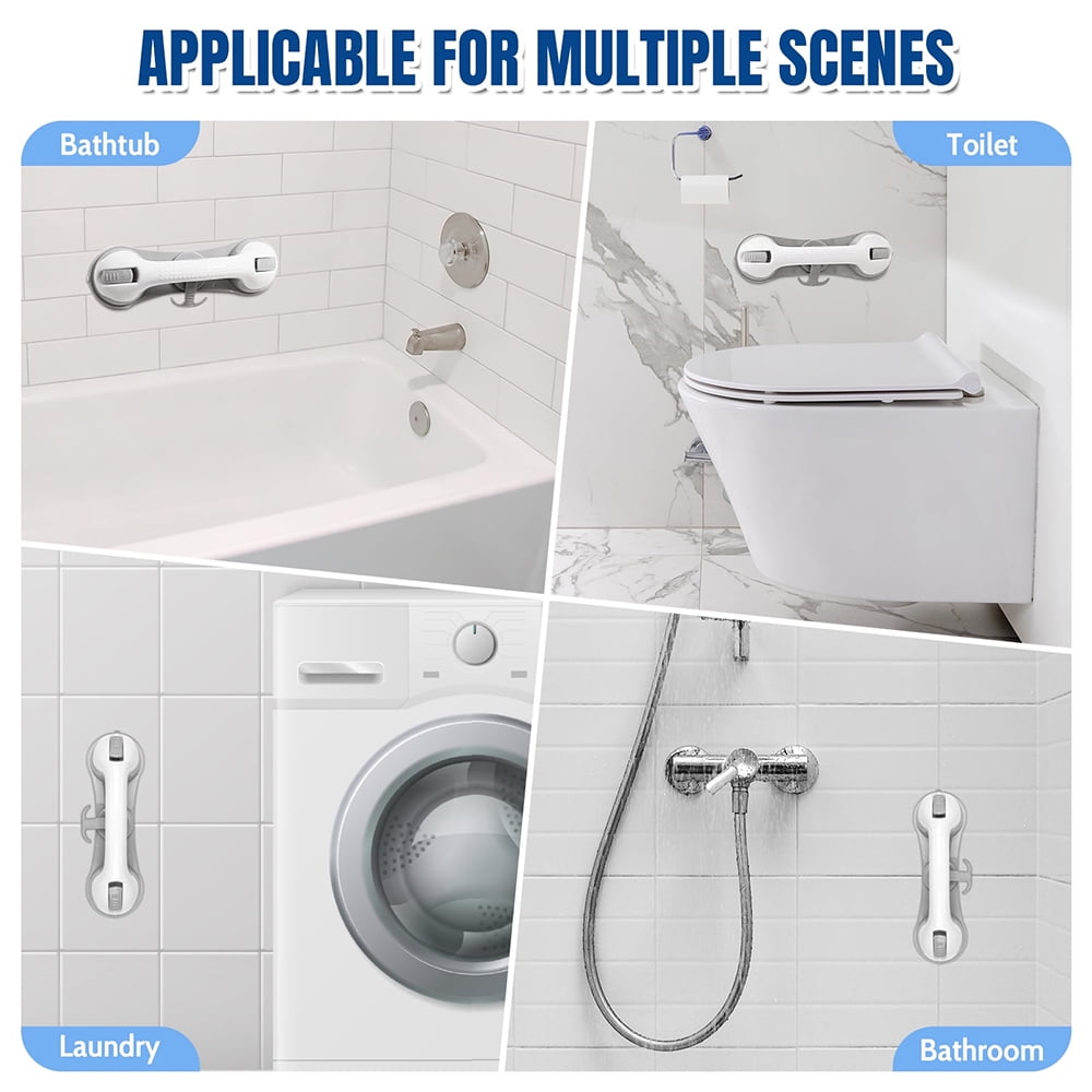 for Showers & Bathtubs, 2 Pack, 3 Strong Suctions Heavy Duty Shower Handle, 12 Inch Anti Slip Bath Grip for Seniors, ... - Image 5