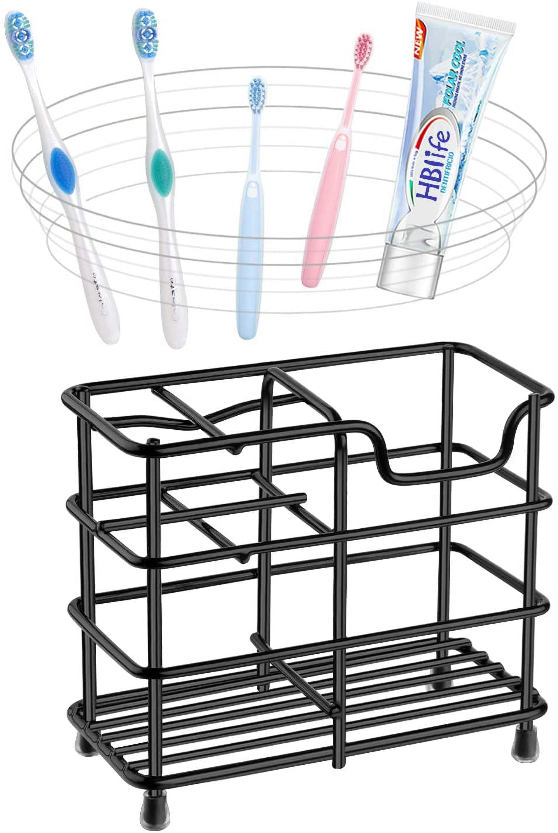 Stainless Steel Toothbrush and Toothpaste Holder for Bathroom, Sturdy and Hygienic, Drain and Rust Prevention, Black - Image 2