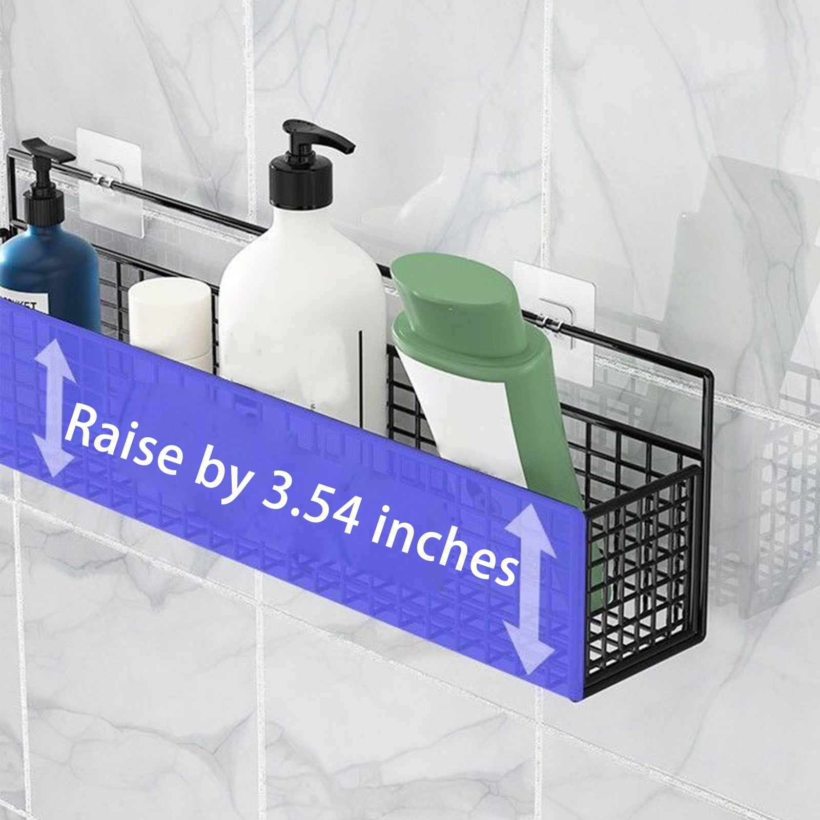 Daiosportswear Rustproof Stainless Steel Adhesive Mount Bathroom Shower Caddy, Black - Image 3