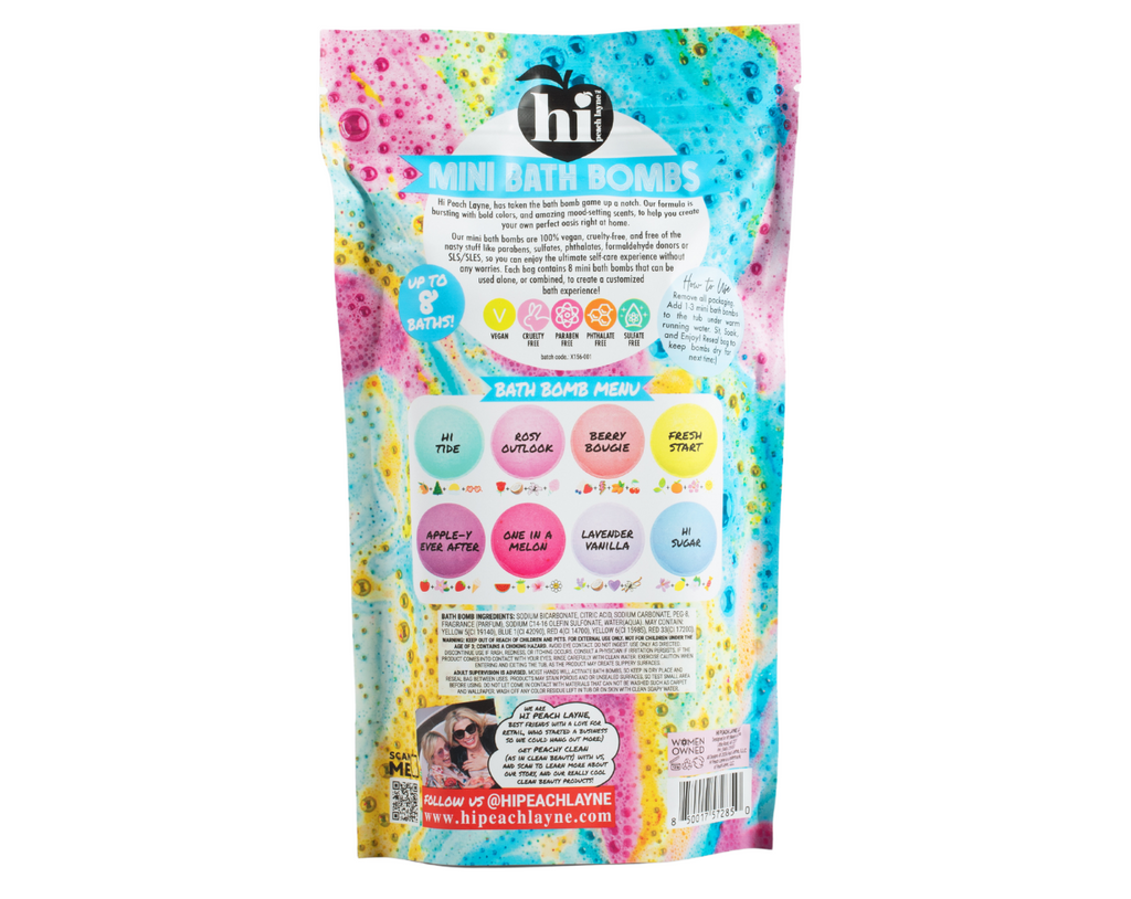 Hi Peach Layne Mini Bath Bomb Bag, 8 Assorted Scents with Surprise Prize, 1.06 oz Each - Image 2