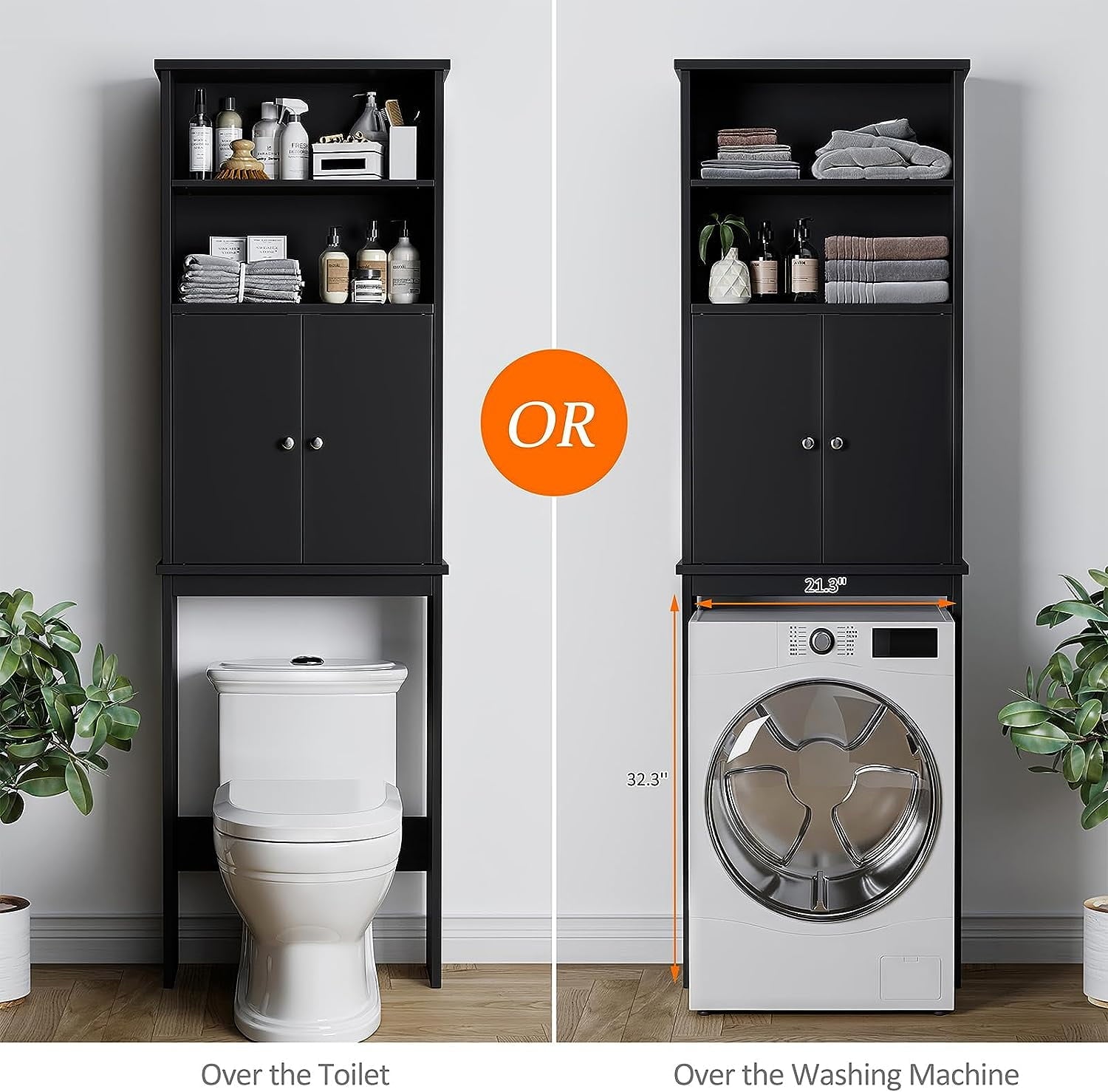 The Toilet Storage Cabinet for Bathroom, Storage Organizer Toilet, Space Saver W/Adjustable Shelf & Open Storage Shel... - Image 3
