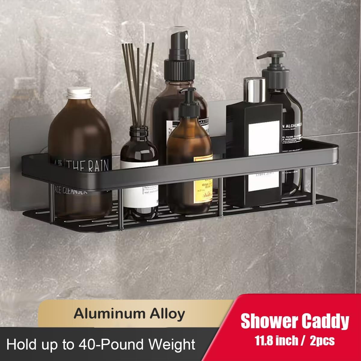 Shower Caddy, 5 Pack, Adhesive Bathroom Storage Organizer, Large Capacity, Rustproof Stainless Steel - Image 3