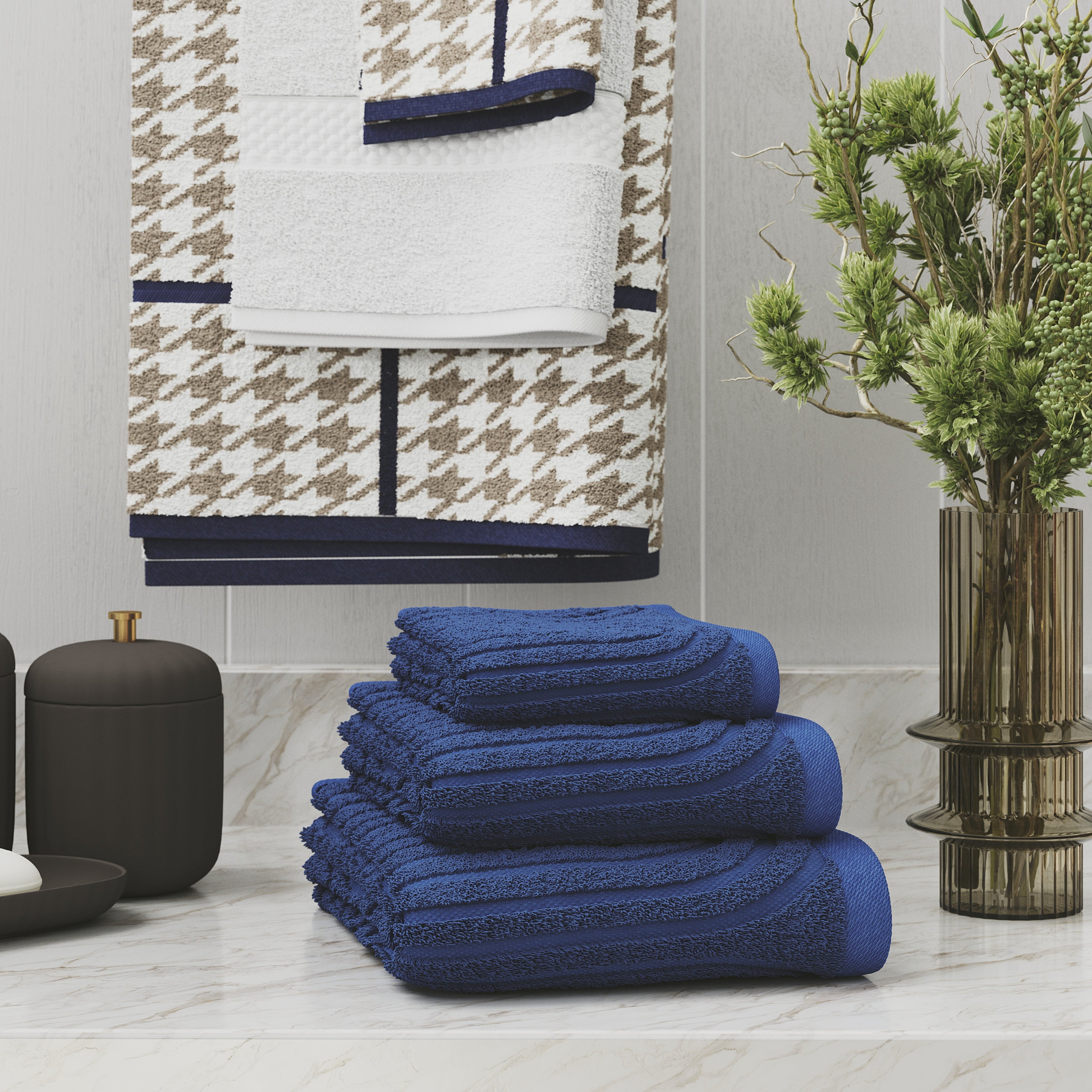 6-Piece Textured Bath Towel Set, Soft 100% Cotton, Smokey Blue - Image 2