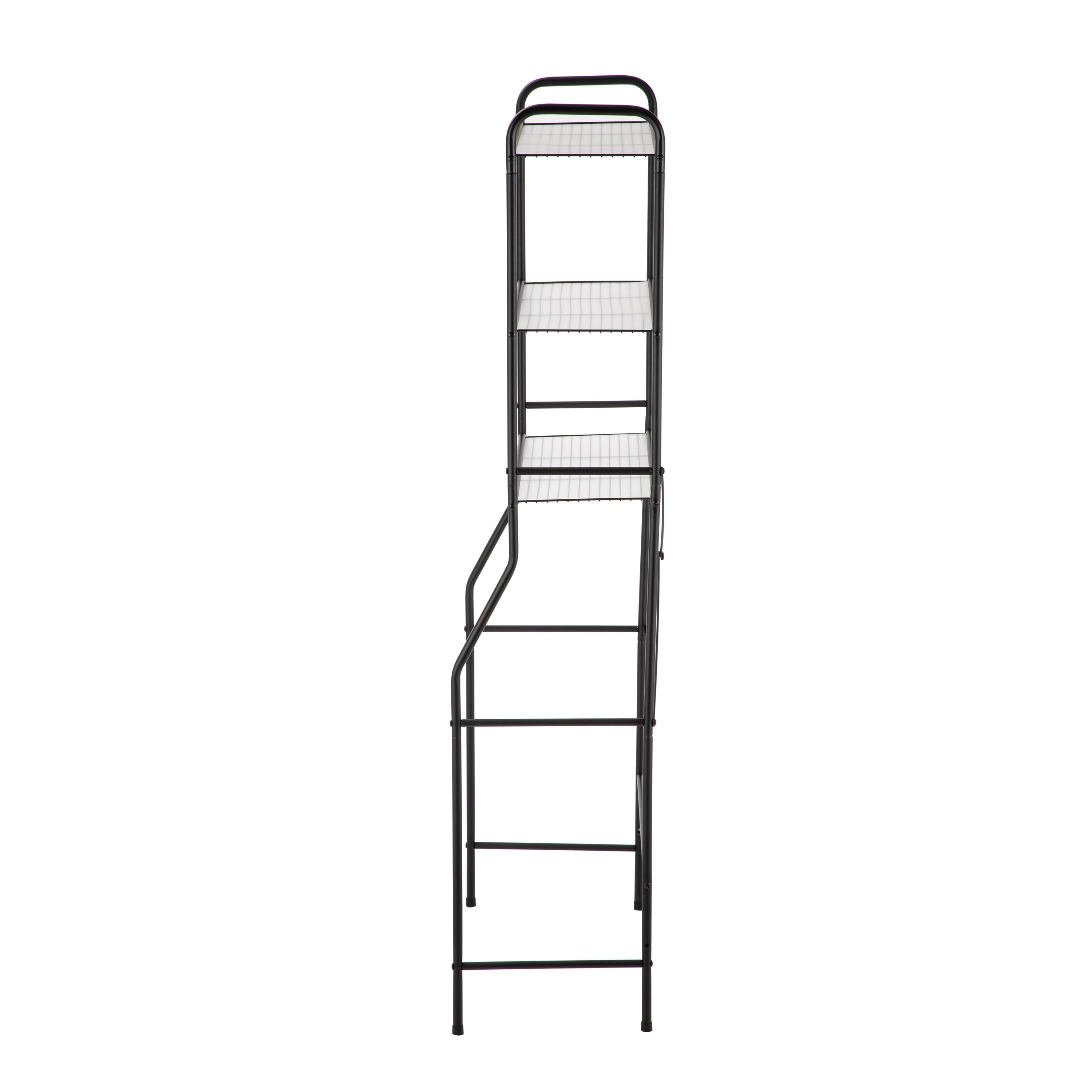 Black Over the Toilet Steel Storage Unit with 3 Shelves and Liners - Image 5