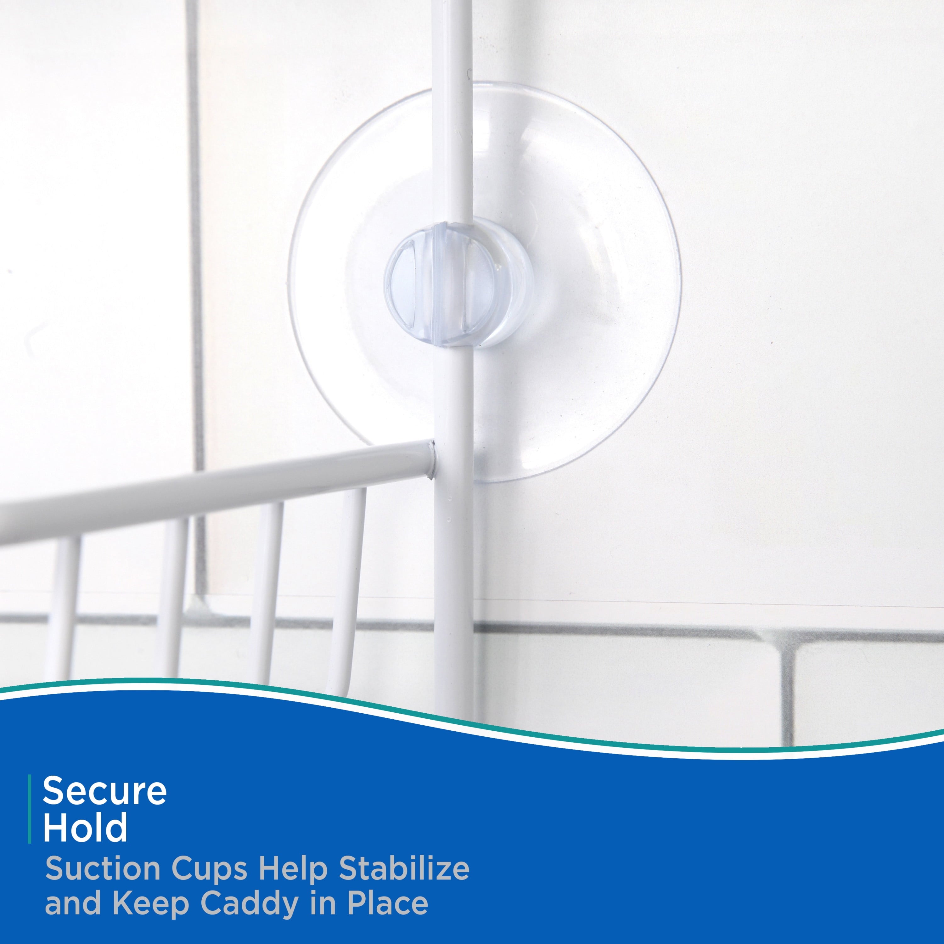2-Tier Hanging Shower Caddy with Suction Cups and Razor Holder, White - Image 5