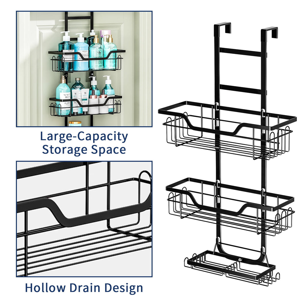 Bathroom Door Frame Over Door Shower Caddy Storage Organizer - Bathroom Wall Mounted Organizer Rack with Suction Cups... - Image 3