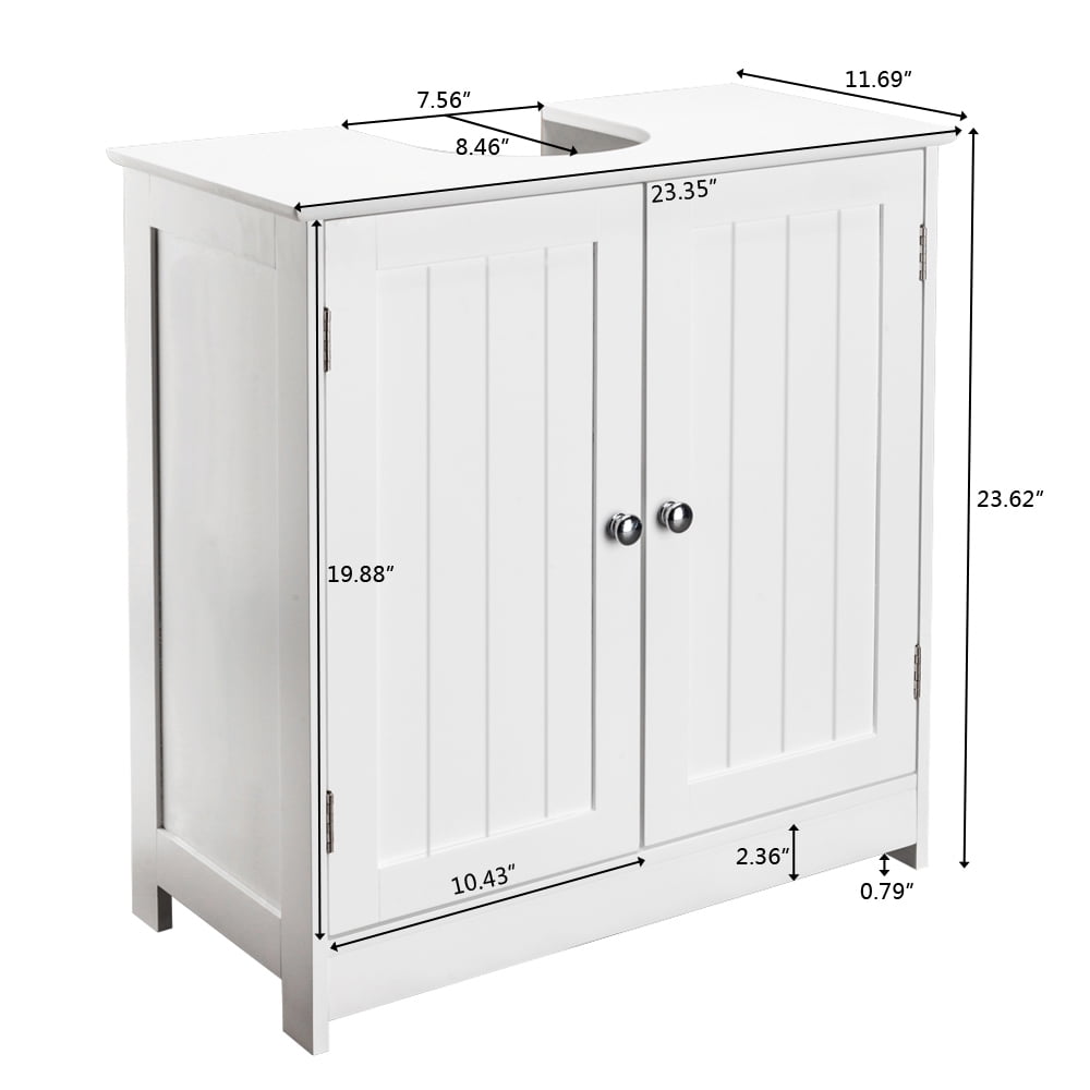 UBesGoo Pedestal Under Sink Storage, Top-Mount Bathroom Vanity Cabinet, 23.6"Lx11.4"Wx23.6"H, White - Image 2