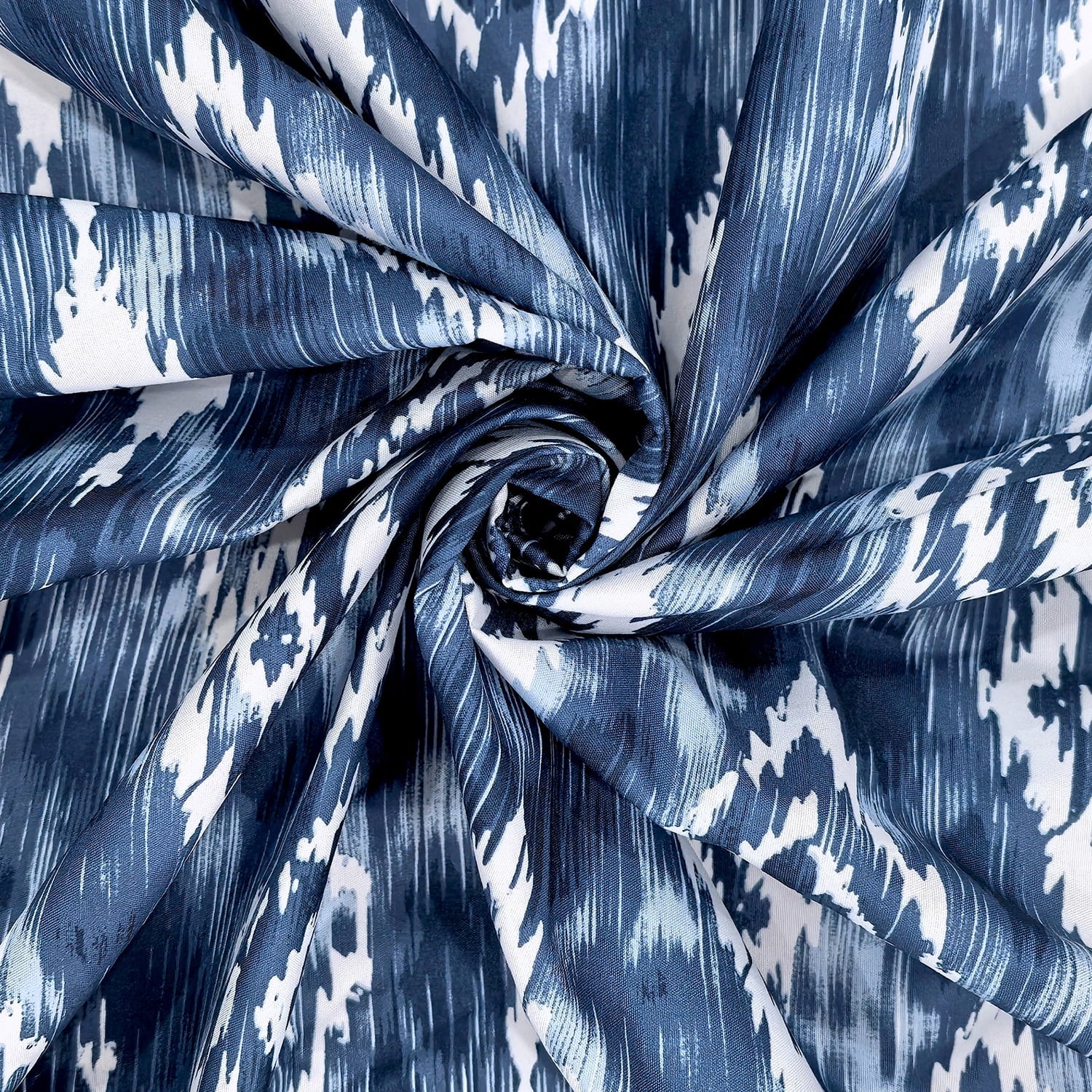 Mainstays 16-Piece Blue Ikat Shower Curtain Bathroom Set  Fabric Curtain with Rug, Hooks, Soap Dispenser & Tray - Image 6