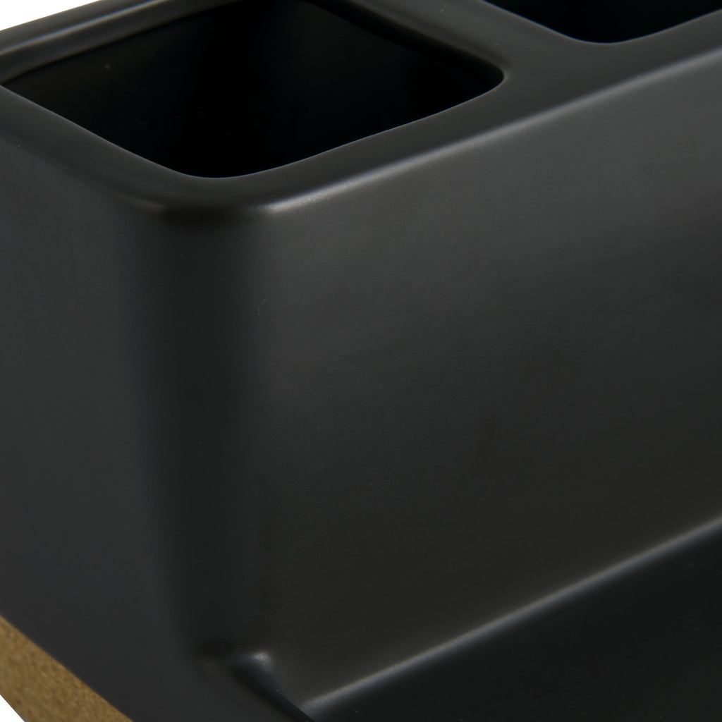 Better Homes & Gardens Matte Black and Cork Vanity Organizer with Tray and 3 Compartments - Image 4