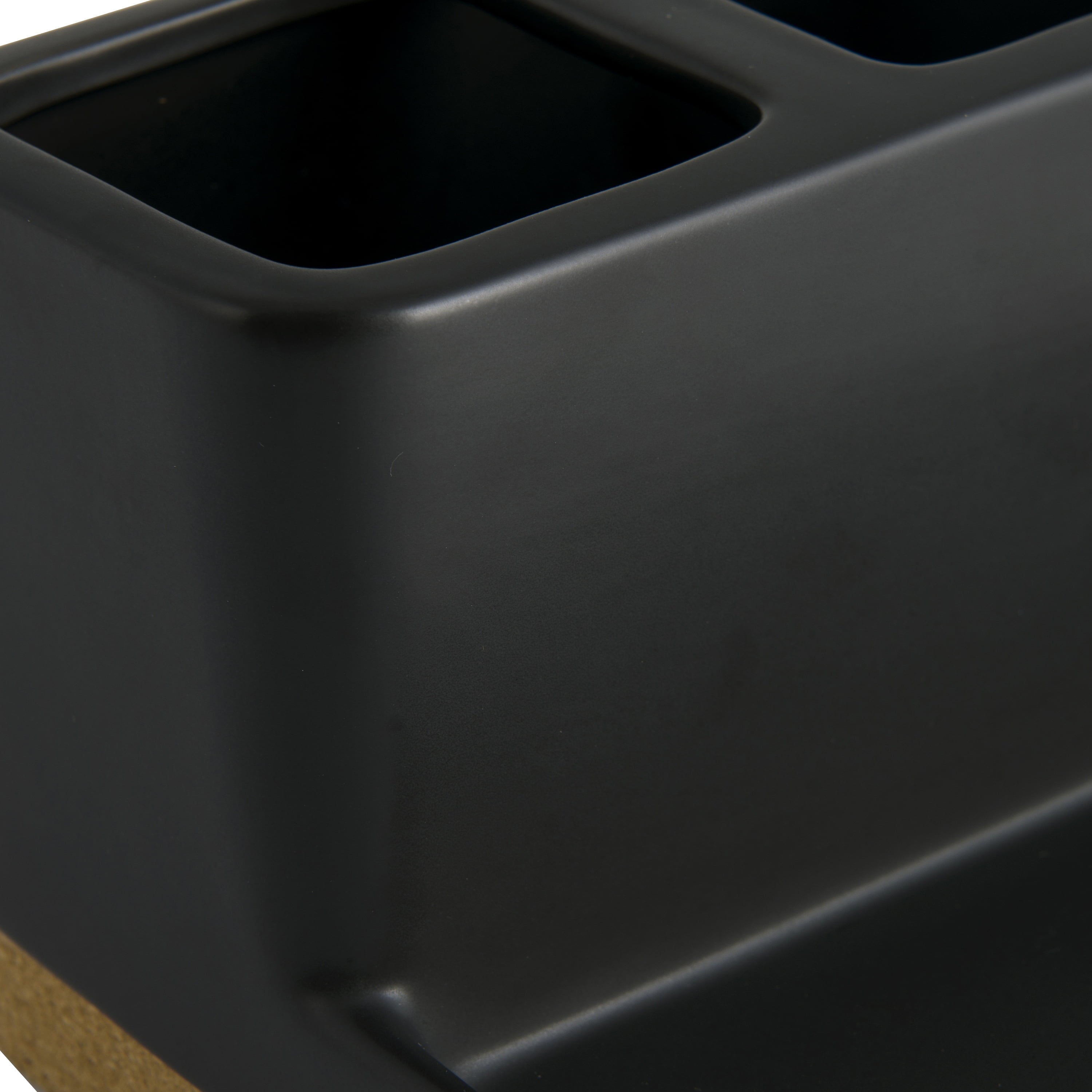 Better Homes & Gardens Matte Black and Cork Vanity Organizer with Tray and 3 Compartments - Image 4