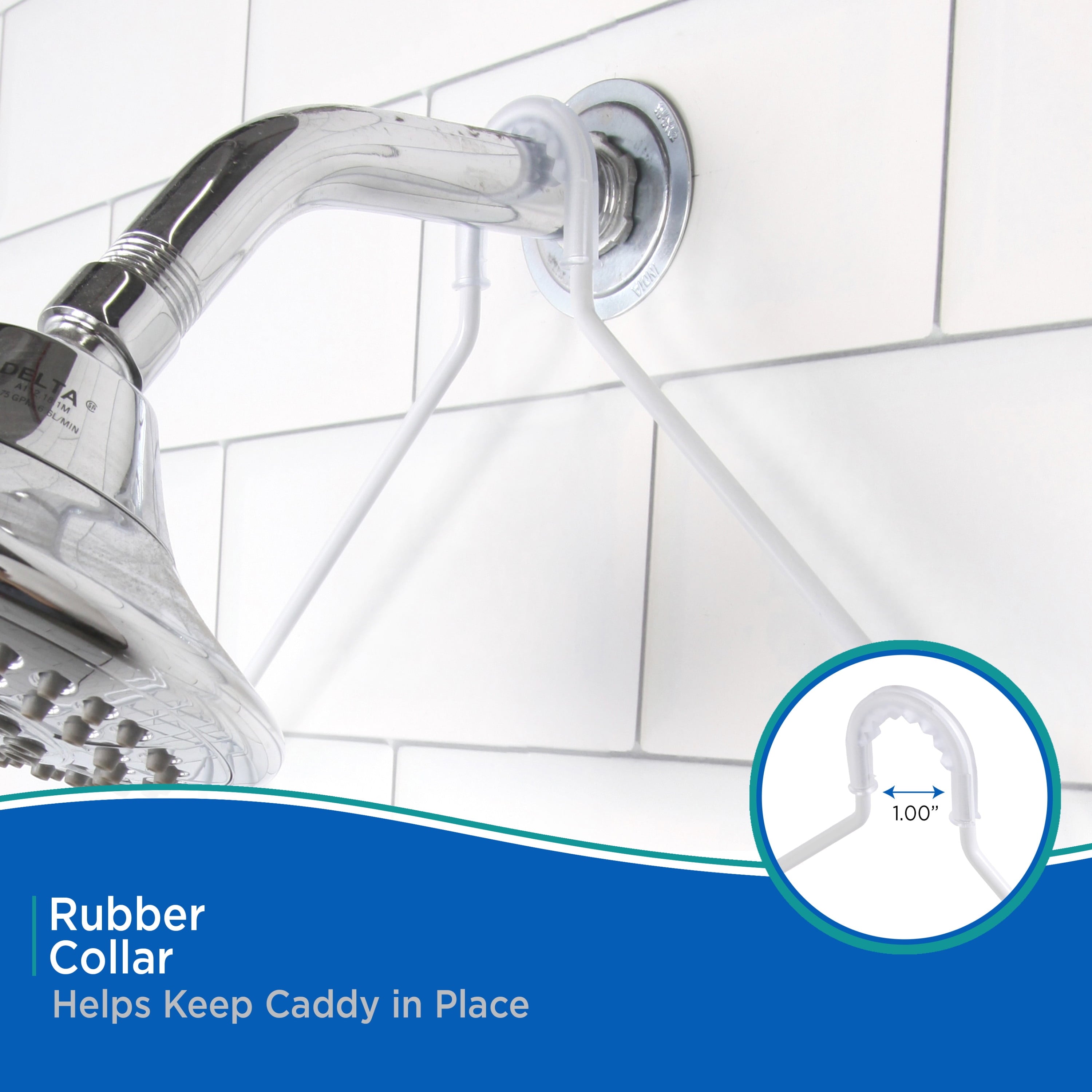 2-Tier Hanging Shower Caddy with Suction Cups and Razor Holder, White - Image 6