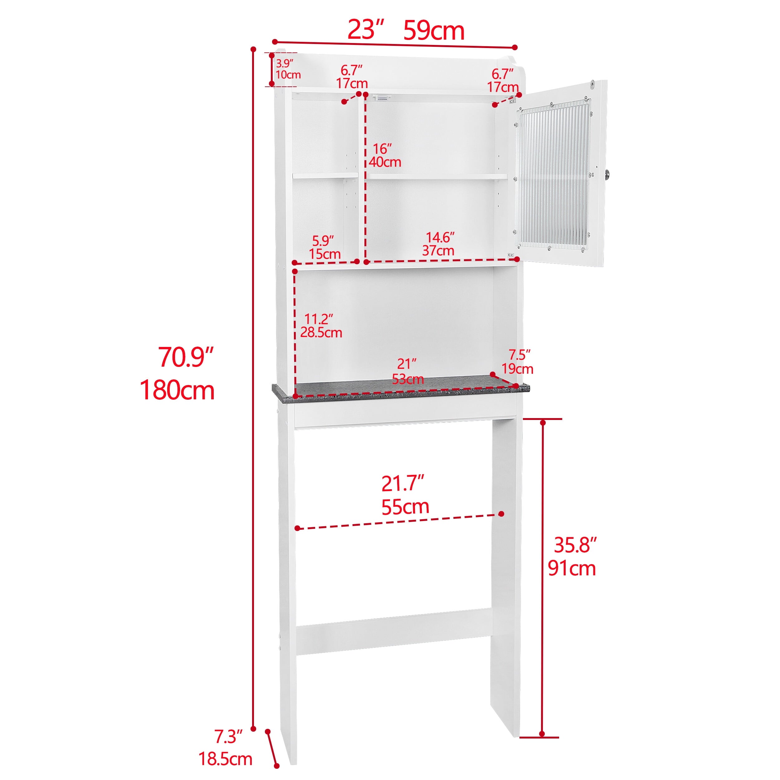 HomGarden Over The Toilet Storage Bathroom Cabinet Adjustable Organizer 7.3-in Width, White - Image 3