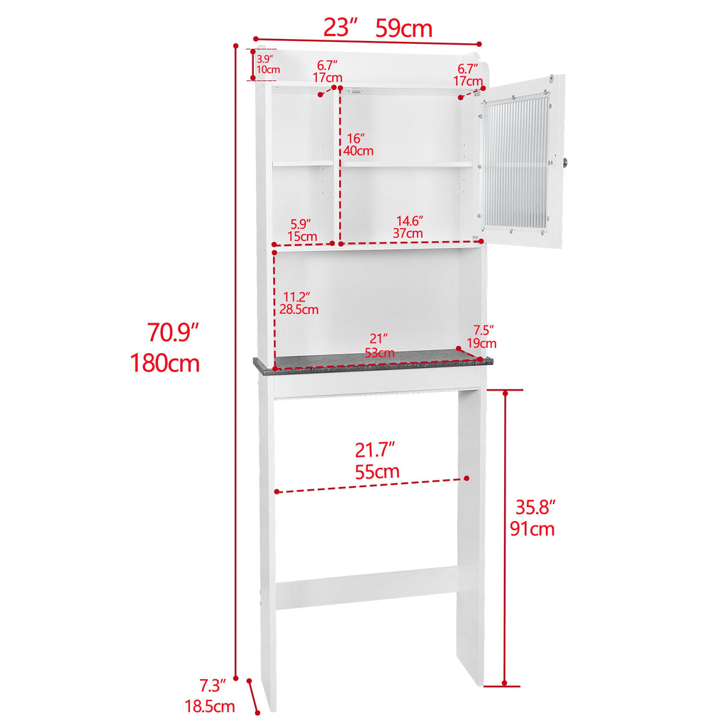 HomGarden Over The Toilet Storage Bathroom Cabinet Adjustable Organizer 7.3-in Width, White - Image 3
