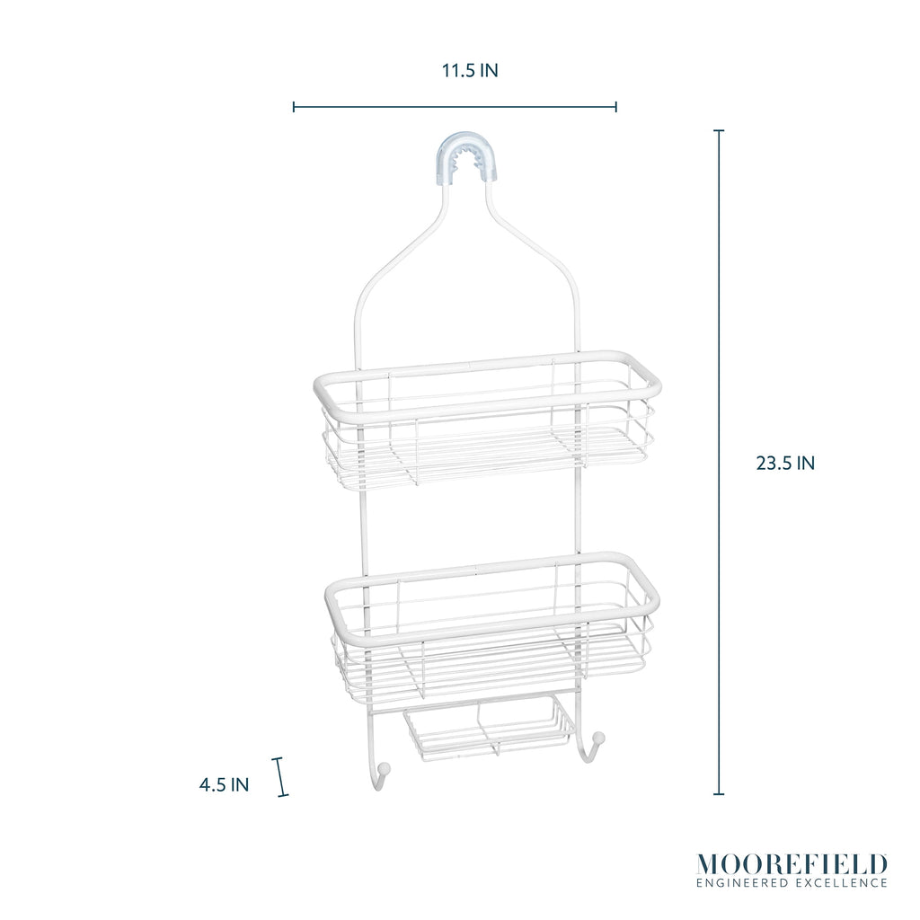 Moorefield 3-Tier Hanging Shower Caddy with Suction Cups, Non-Slip Neck, Bathroom Organizer, Matte White - Image 3