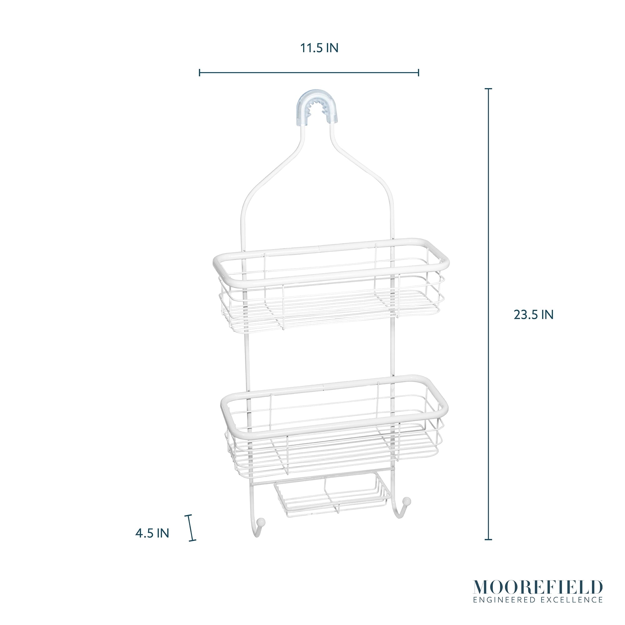 Moorefield 3-Tier Hanging Shower Caddy with Suction Cups, Non-Slip Neck, Bathroom Organizer, Matte White - Image 3