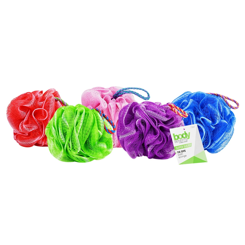 (4 pack) Body Benefits Mesh Tie Dye Loofah, Exfoliating Bath Sponge, Colors May Vary, for Kids, 1 Count - Image 2