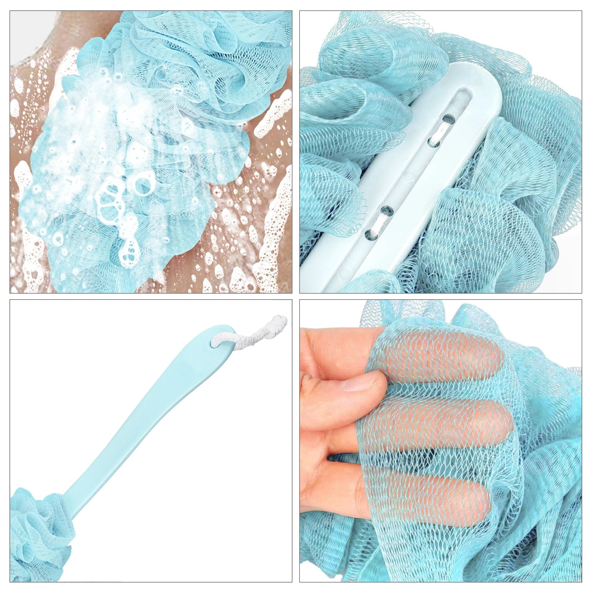 Handle Back Scrubber, Soft Bath Loofah Sponge Shower Brush for Women Men Body Cleaning - Image 4