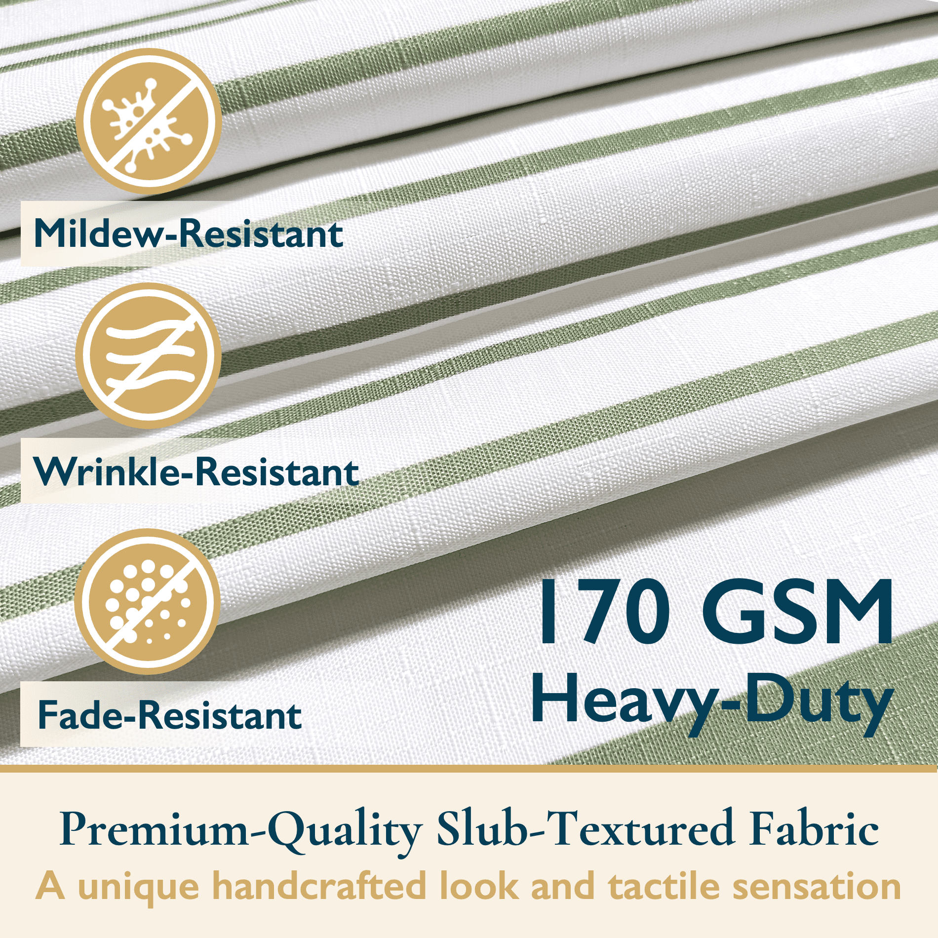 13-Piece Shower Curtain Set with Hooks, Heavy-Duty Slub Fabric, Boho Farmhouse Striped Bathroom Curtain, Water-Repell... - Image 5