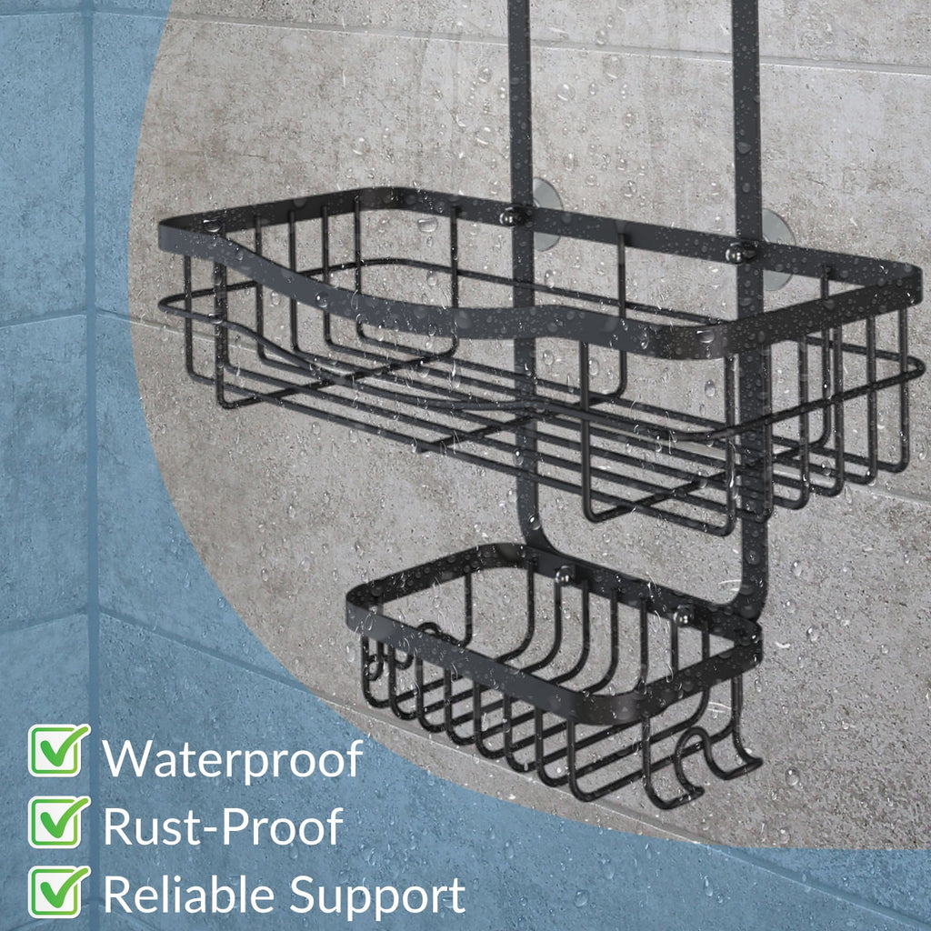 Shower Caddy, 3 Shelves Large Capacity Shower Caddy Over Shower Head, Rustproof, No Drilling,Black - Image 3