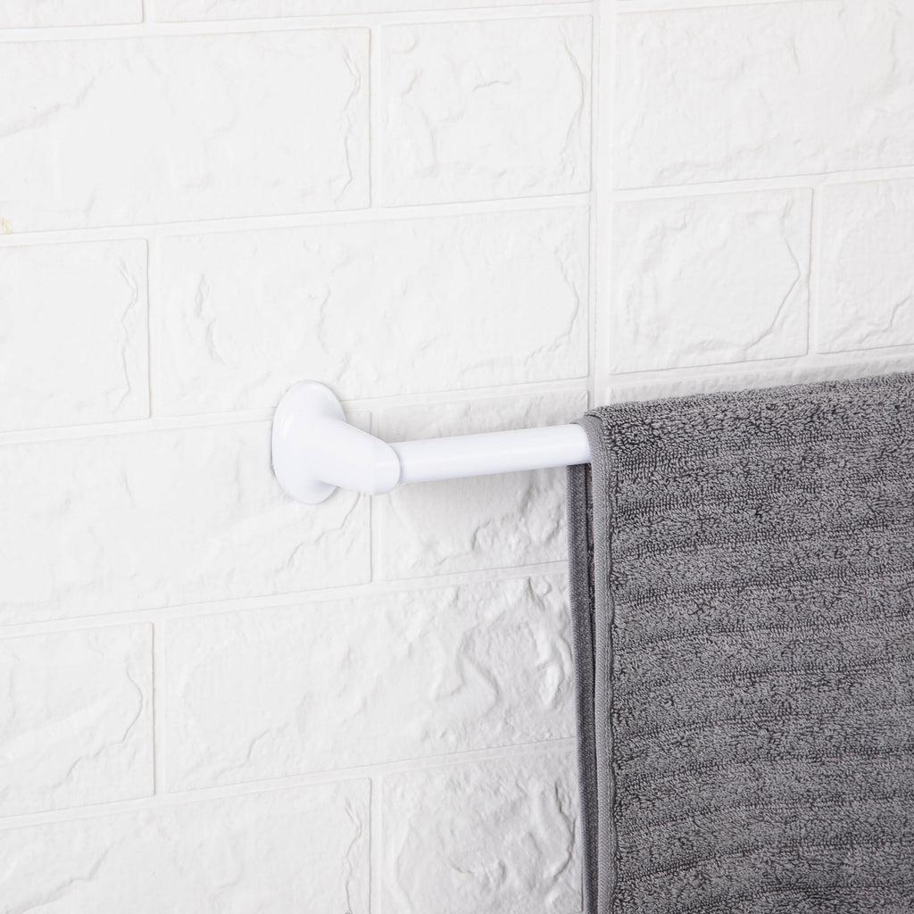 24 Inch Oval Steel Wall Mount Towel Holder Bar with White Finish - Image 4