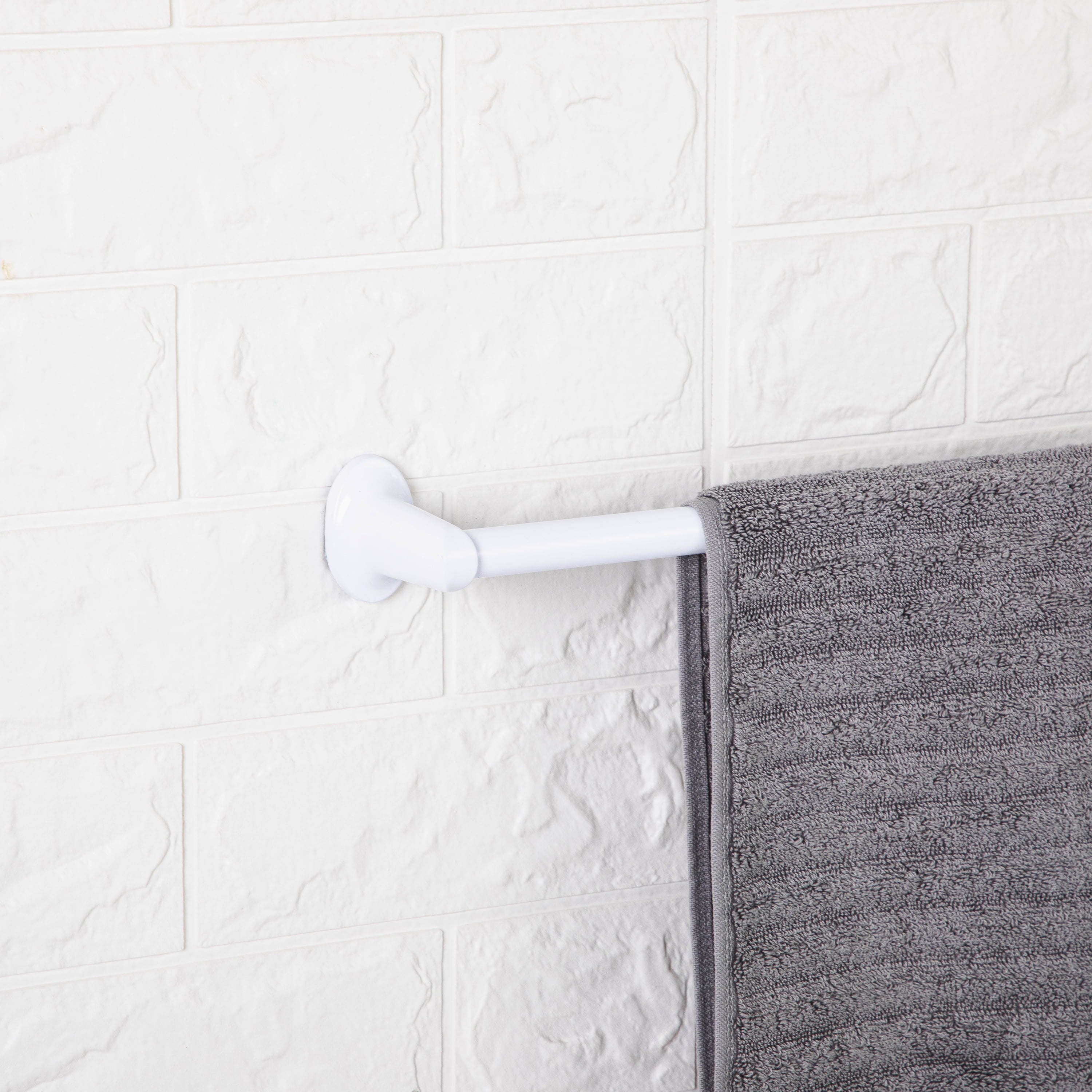 24 Inch Oval Steel Wall Mount Towel Holder Bar with White Finish - Image 4