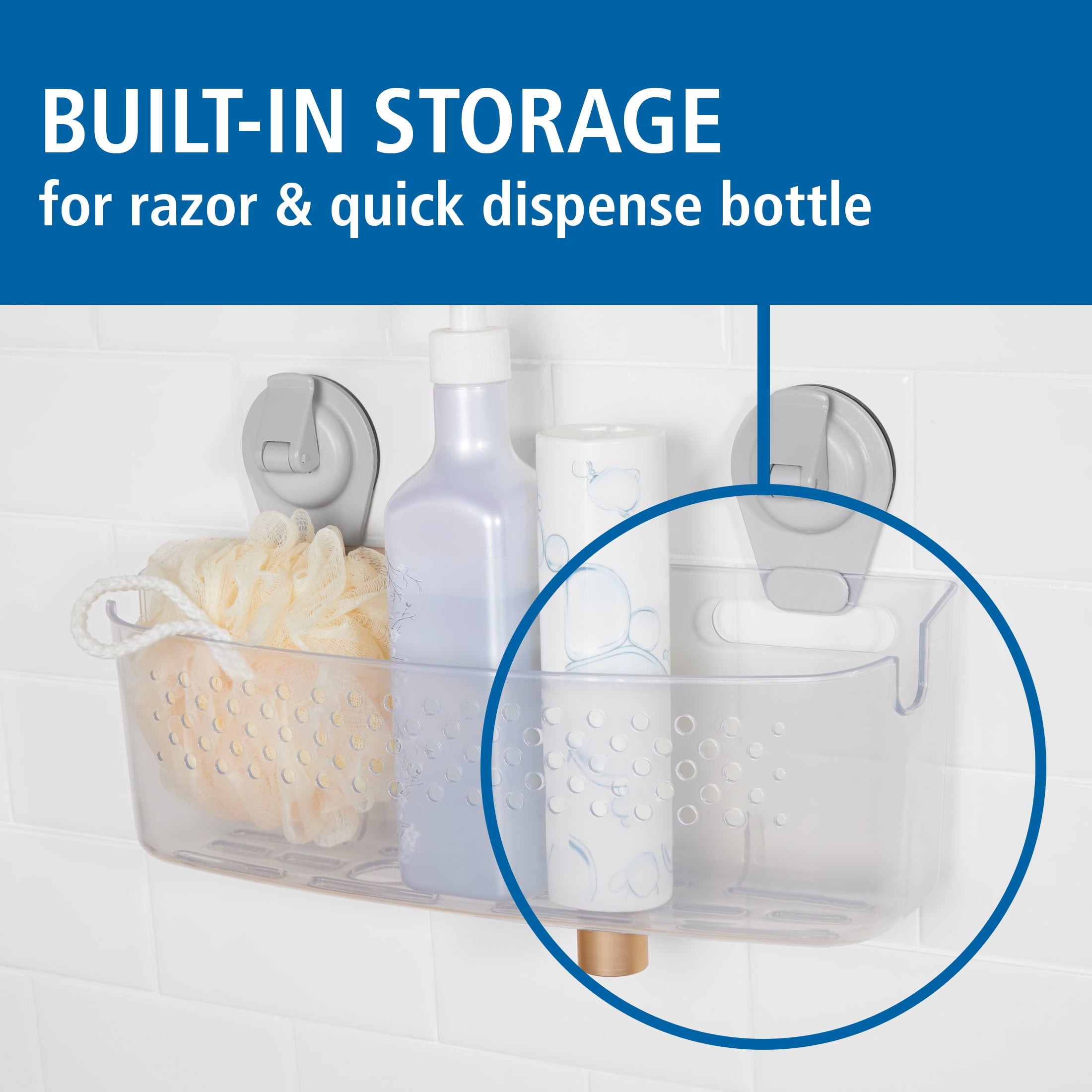 Mainstays Clear Wall-Mounted Extra-Large Suction Bath Basket, Easy to Install, No Tools - Image 4