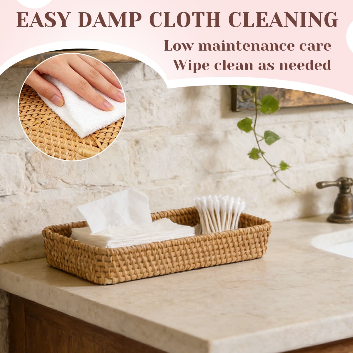 and Toilet Tank Basket for Bathroom Storage Long Narrow Hand Towel Organizer (10.6 x 4.3 x 1.57 inch) - Image 6