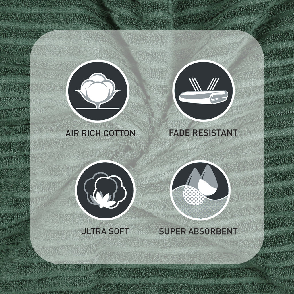PowerLoft 6 Piece Bath Towel Set, Green Ash Textured Stripe - Image 4