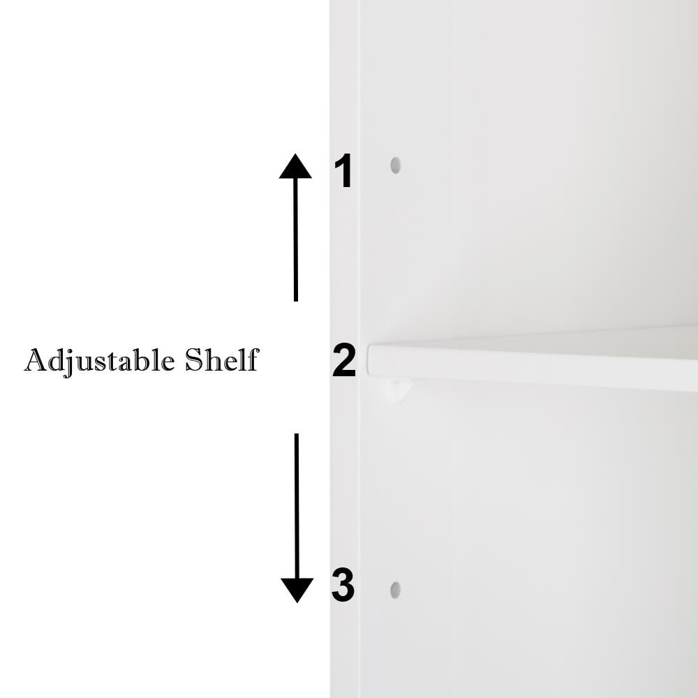 ZENY White Wooden 2 Door Bathroom Cabinet Storage with 3 Shelves Free Standing - Image 2