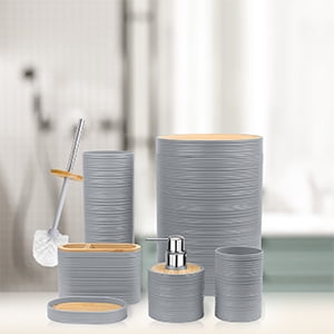 Bathroom Accessories Set 6 Pcs Bathroom Set Ensemble Complete Soap Dispenser Toothbrush Holder Tumbler Soap Dish Toil... - Image 3