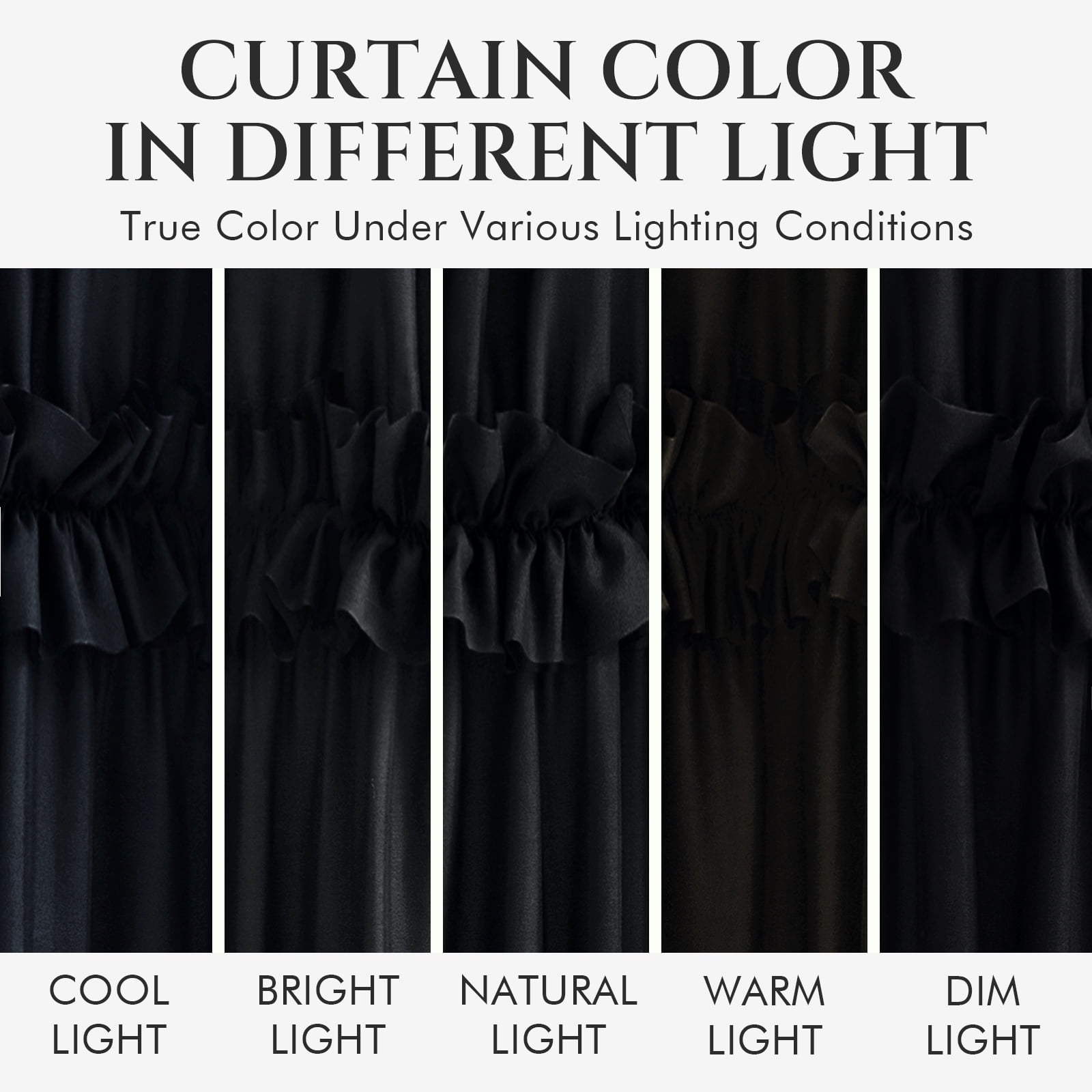 Curtain,Black Tiered Fabric Bathroom Curtain for Farmhouse Decor,72 x 72 Inch - Image 6