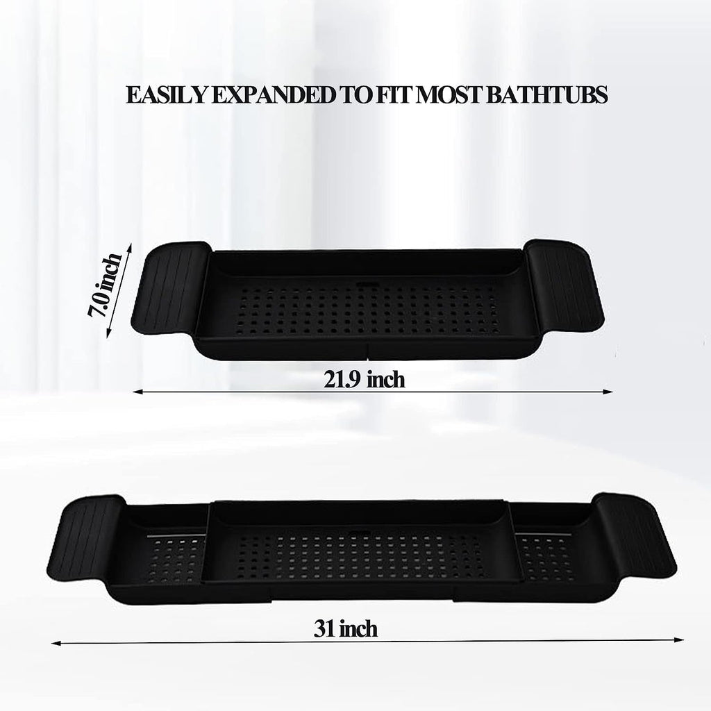 Bath Shelf Caddy Tray Multifunctional Bathtub Organizer, Black - Image 6