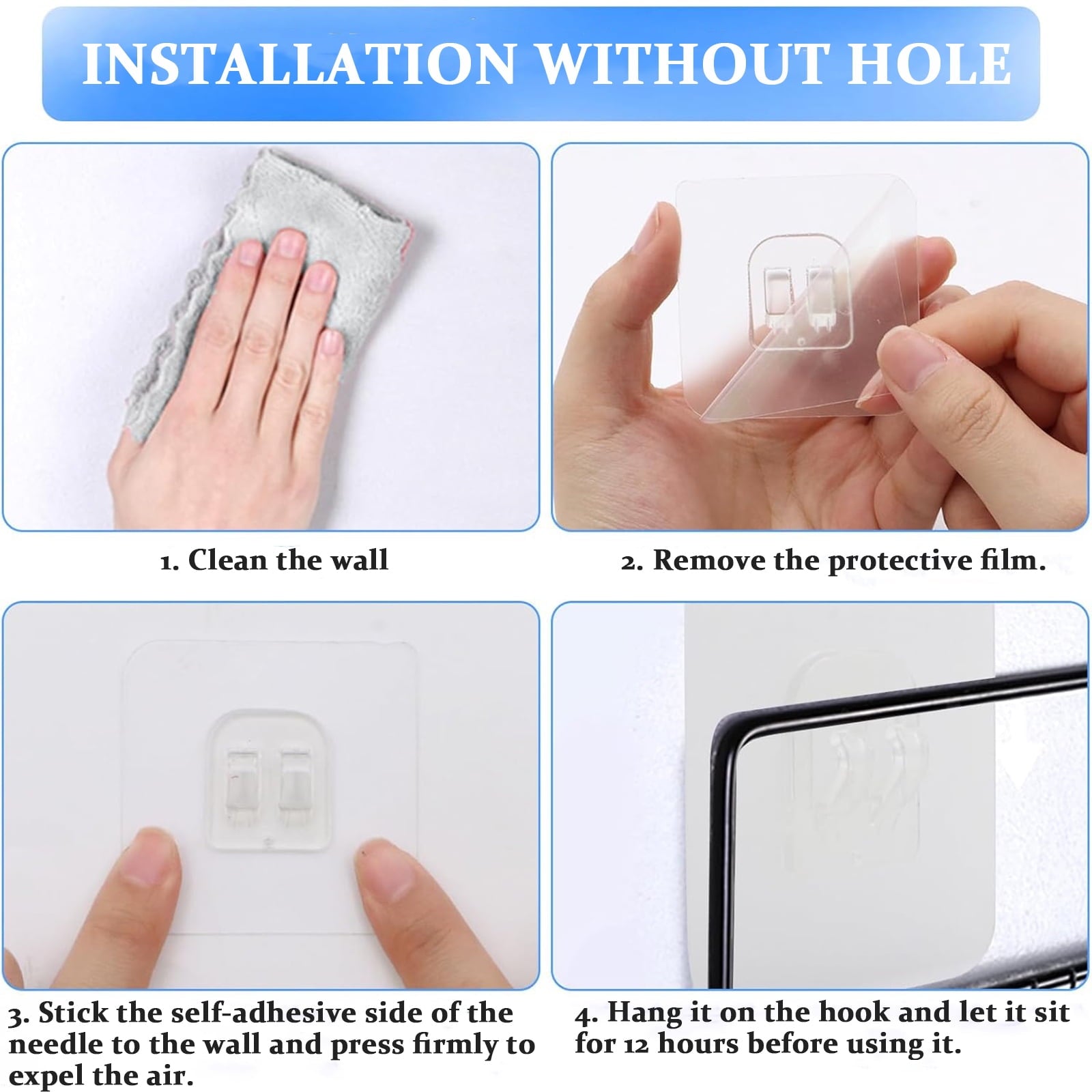 30 Pcs Shower Caddy Adhesive Hooks, Waterproof Adhesive Replacement Sticker, No Drilling Sticky Hanging Hook - Image 4