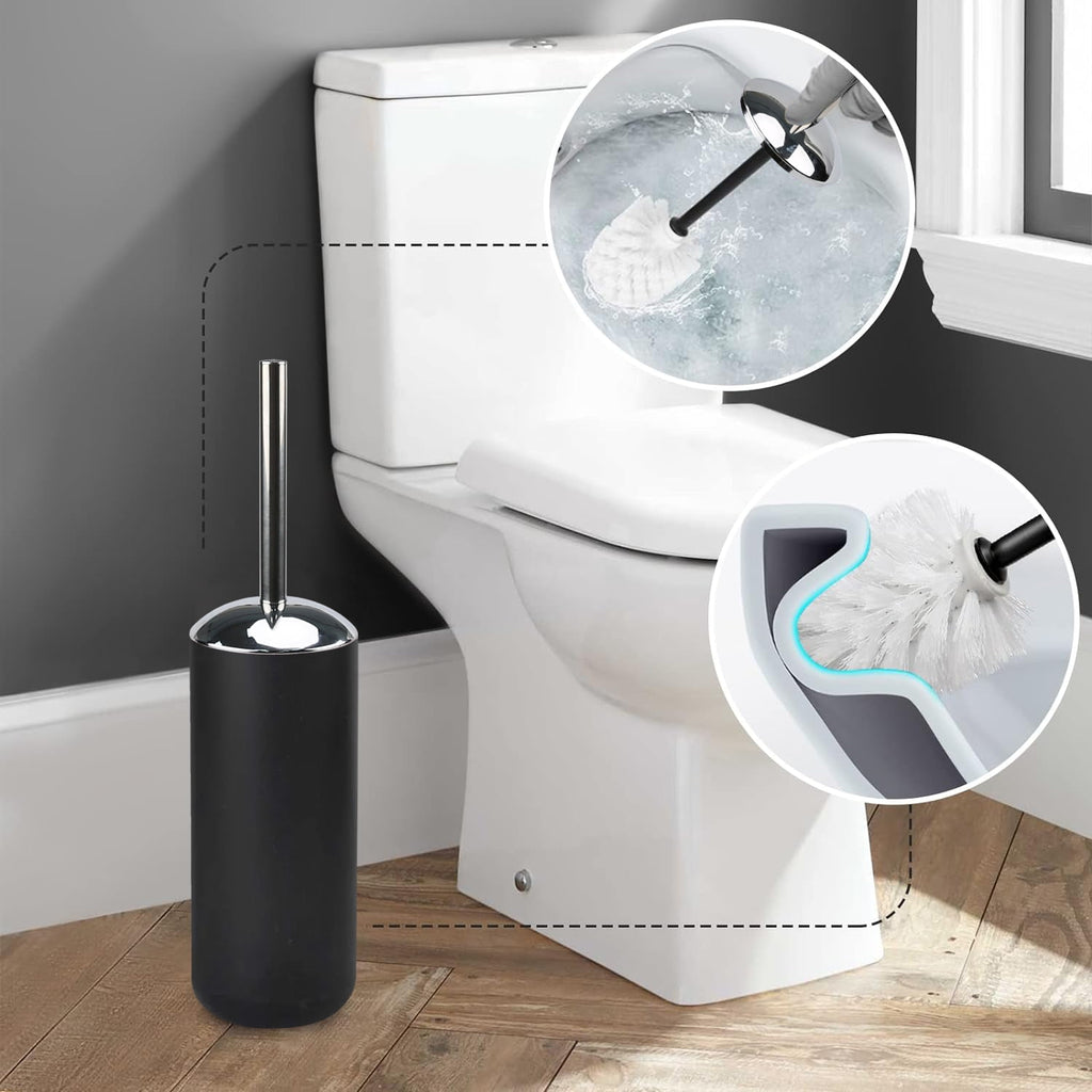 6 Plastic Bathroom Linen & Accessory Set, Black - Image 6