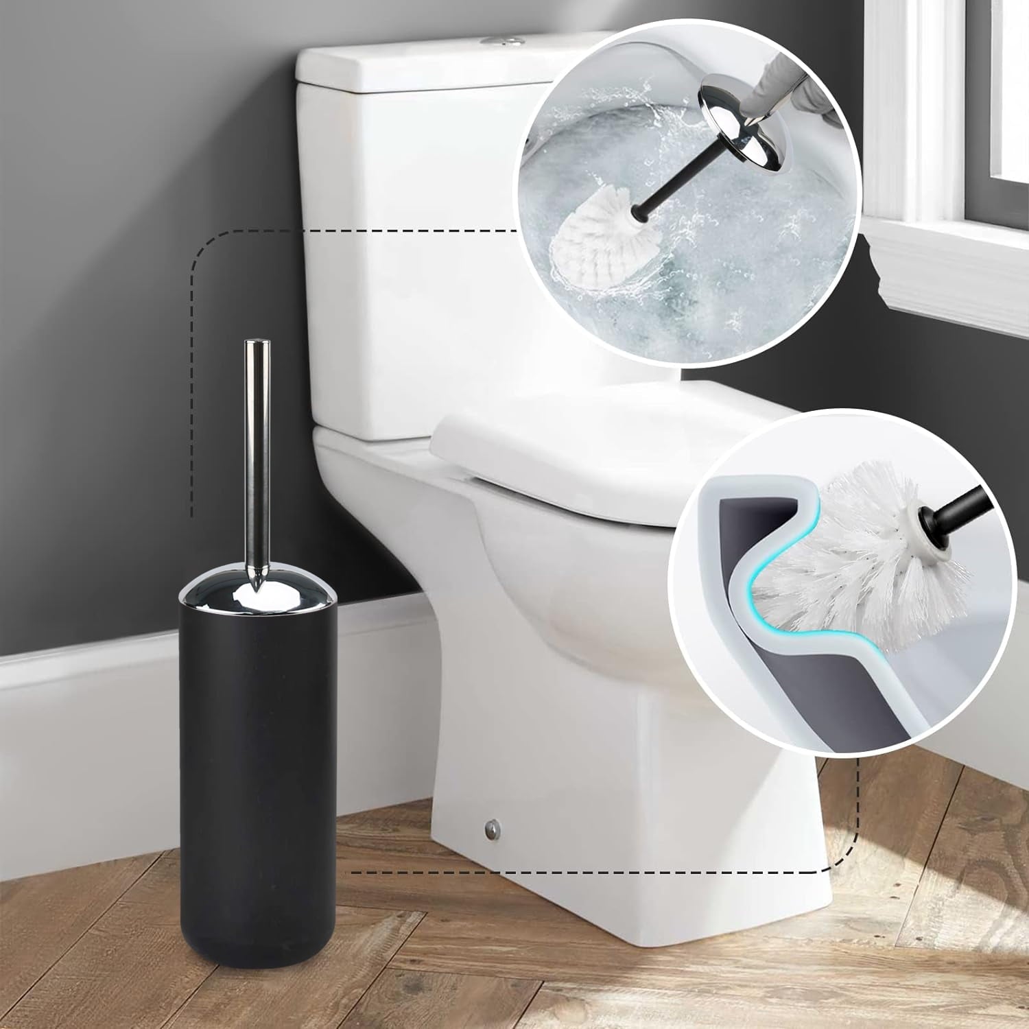 6 Plastic Bathroom Linen & Accessory Set, Black - Image 6