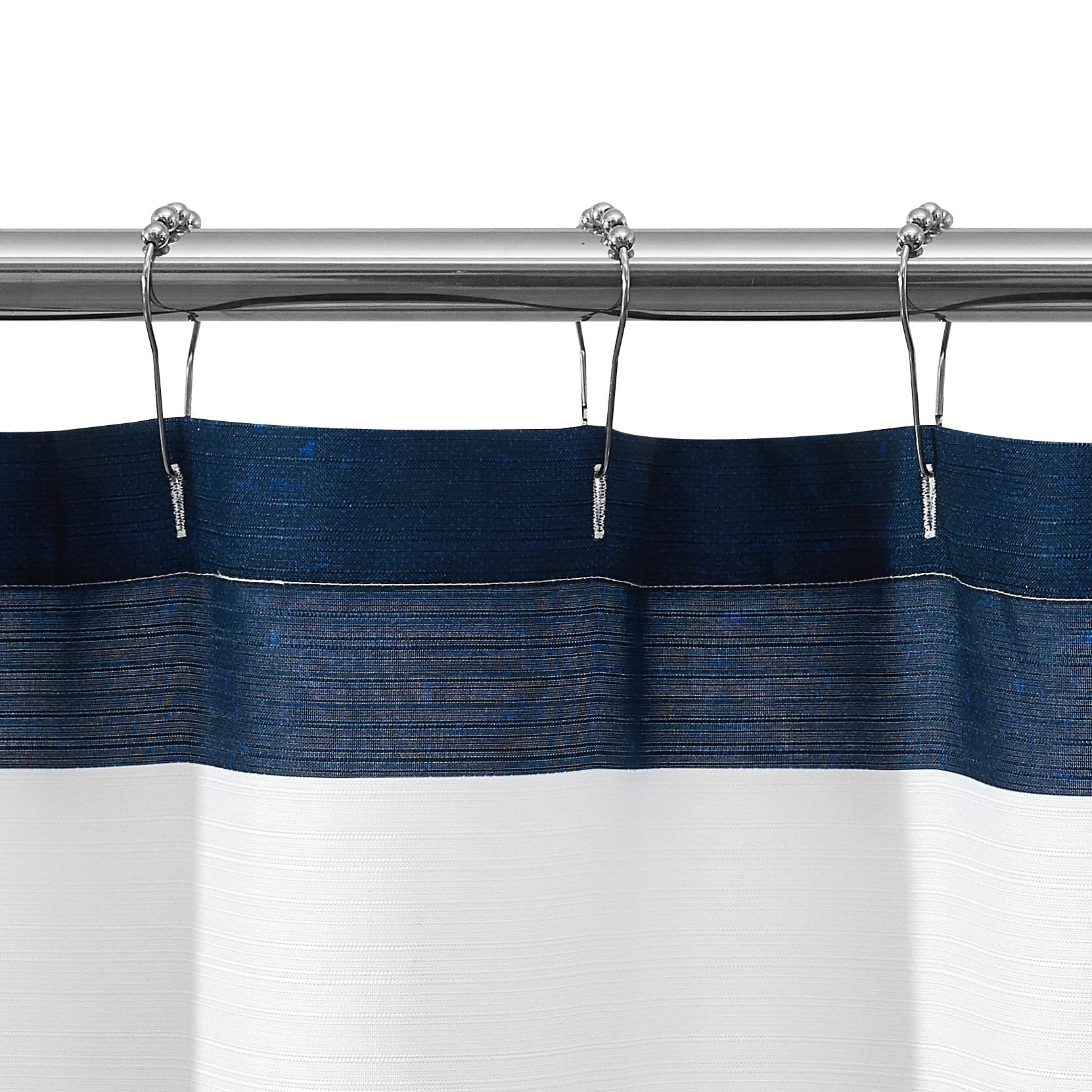 Blue Cabana Striped Printed 72" x 72" Ribbed Textured Shower Curtain, Polyester - Image 3