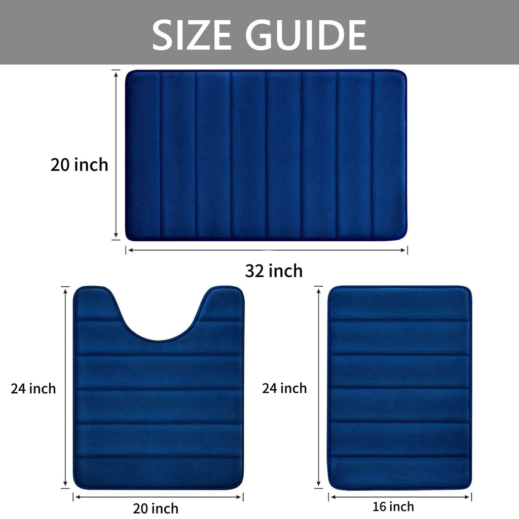 3 Pcs Memory Foam Bathroom Mat Set Bathroom Rug Set Non Slip Absorbent Toilet Mat Set Comfortable Soft Machine Wash N... - Image 2