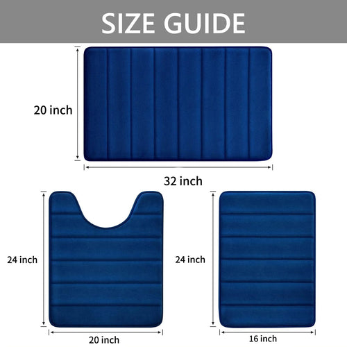 3 Pcs Memory Foam Bathroom Mat Set Bathroom Rug Set Non Slip Absorbent Toilet Mat Set Comfortable Soft Machine Wash N... - Image 2