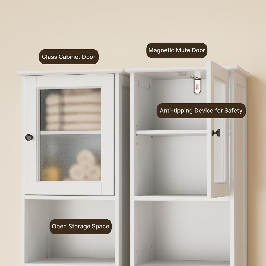 Aiho 67.1" H Bathroom Storage Cabinet, Narrow Tall Linen Tower with Adjustable Shelves & 2 Doors, Freestanding Cabinet for Bathroom, Living - Image 6